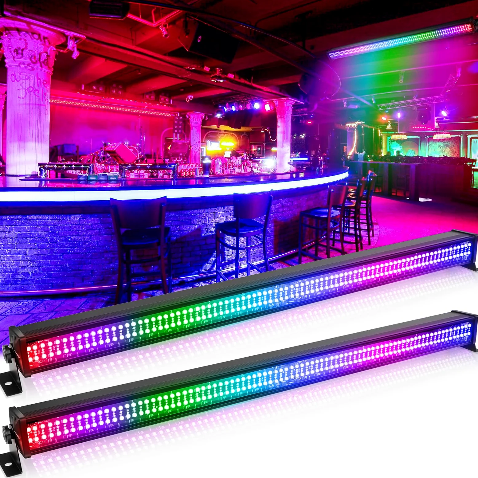 Barra Luminosa Wallwasher, 336 LEDs 80W RGBW Barra Luminosa da Palco dmx512 Controllo DJ Fase di Illuminazione per Discoteca al Coperto Festa Chiesa Compleanno Bar Matrimonio, 2 pezzi