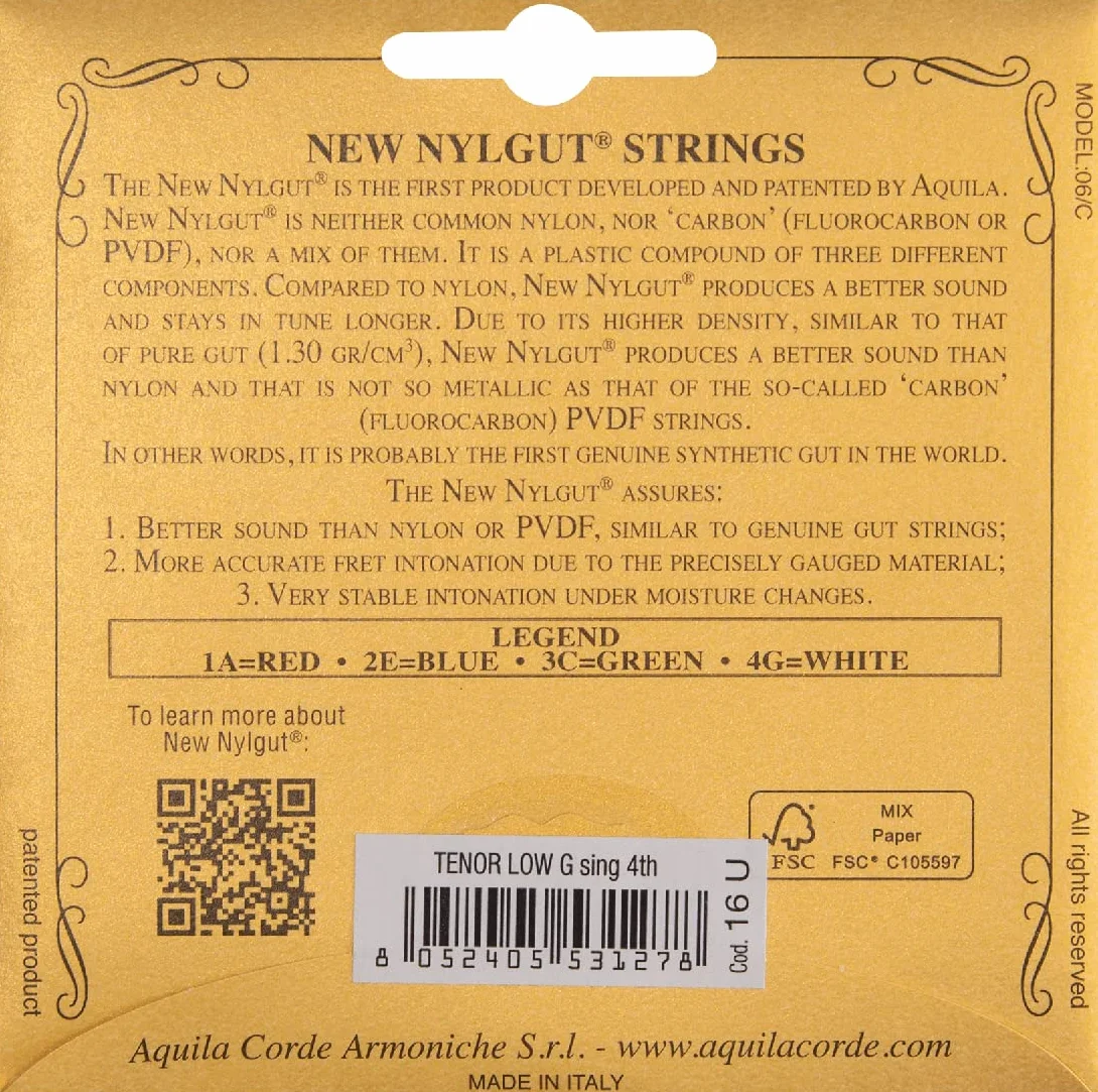 Aquila 16U New Nylgut, Corda singola filata 4a Tenore Low G, Codice 16U