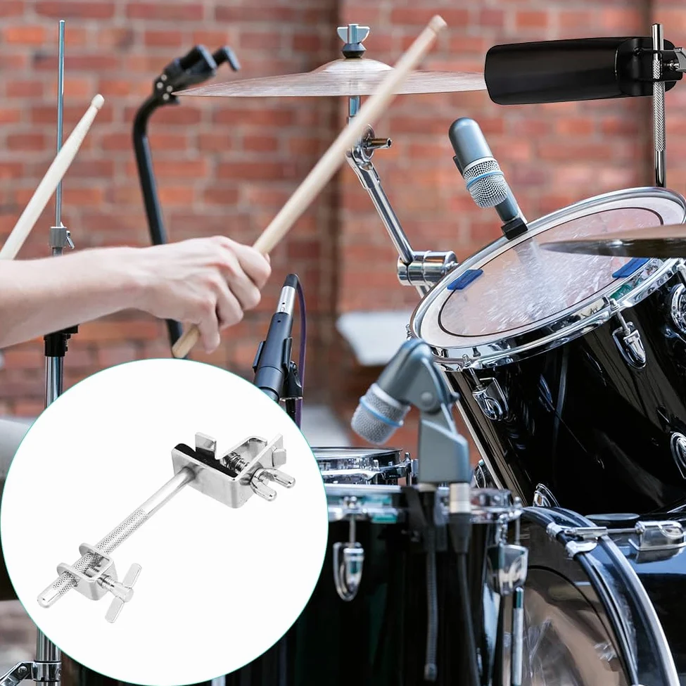 Supporto per Campanaccio, Snare Stand, Campana Morsetto, Grancassa Cowbell Hoop Jazz Drum Strumenti Tamburo Metallo Telaio Ganasce ad Azione Parallela di Bloccaggio Percussione Regolabile in Altezza