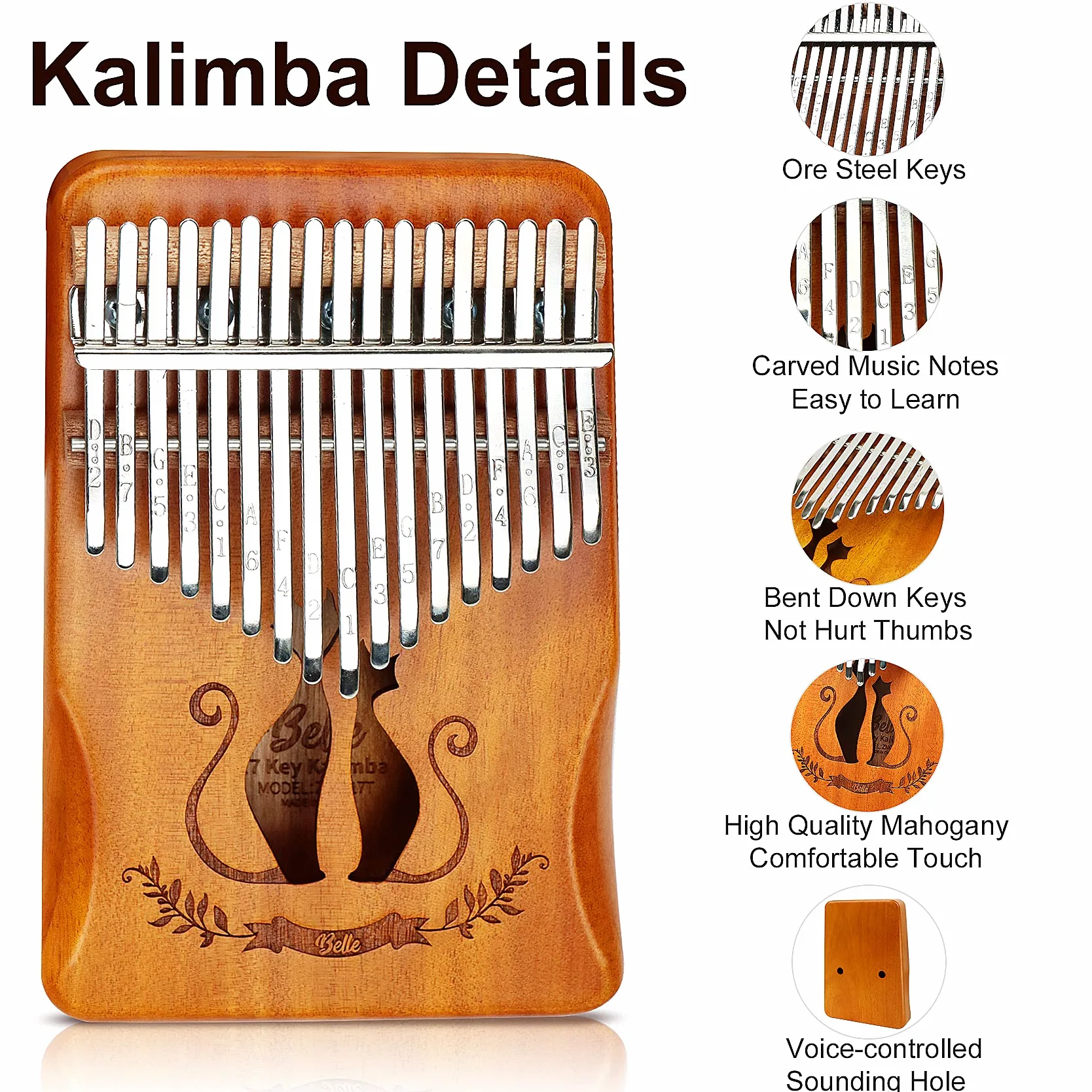 Kalimba - Pianoforte a 17 tasti, per principianti, martello d'accordo, impermeabile, regalo per bambini e adulti, tutto in un unico set