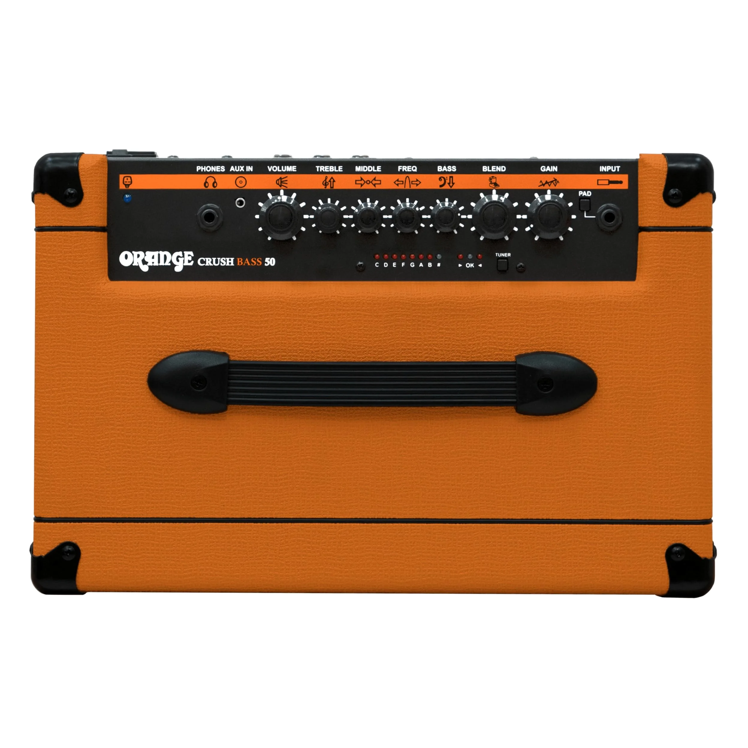 'Combo per basso a transistor analogico. 50 W. 1 canale. Altoparlante di 12. Controlli di volume e Gain. Controllo di Misto conmutable con Footswitch