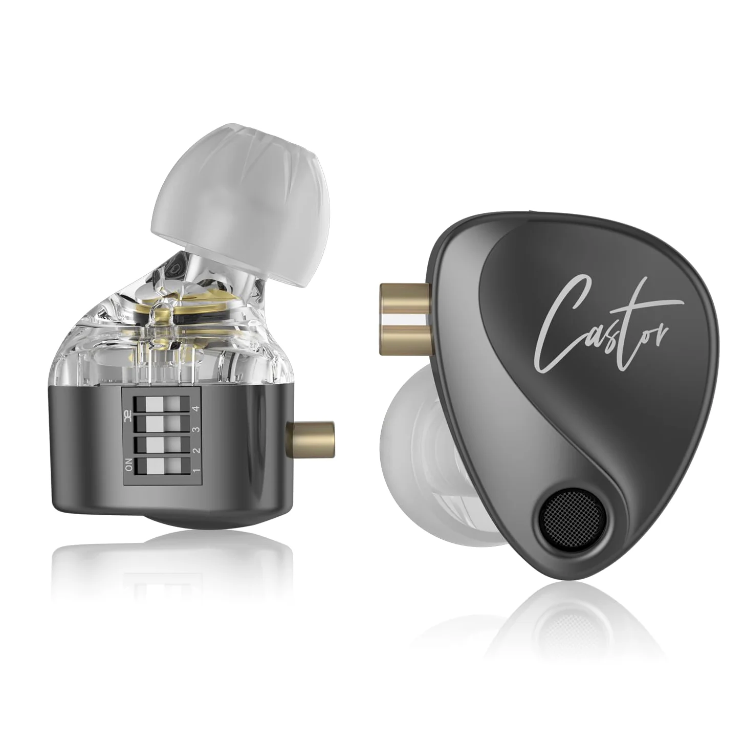 KZ Castor - Cuffie IEM Harman Bass Edition con doppio driver dinamico, suono sintonizzabile, 4 livelli interruttore, isolamento acustico