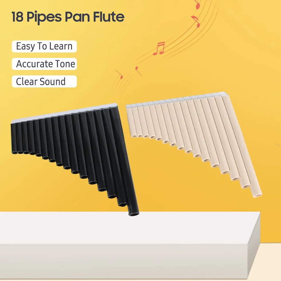 Flauto di Pan a 18 canne, 18 Pipes Pan Flauto C Chiave Pan Pipes Pan Pipes con bocchino Strumento a fiato per Studenti Principianti con Borsa per Il Trasporto