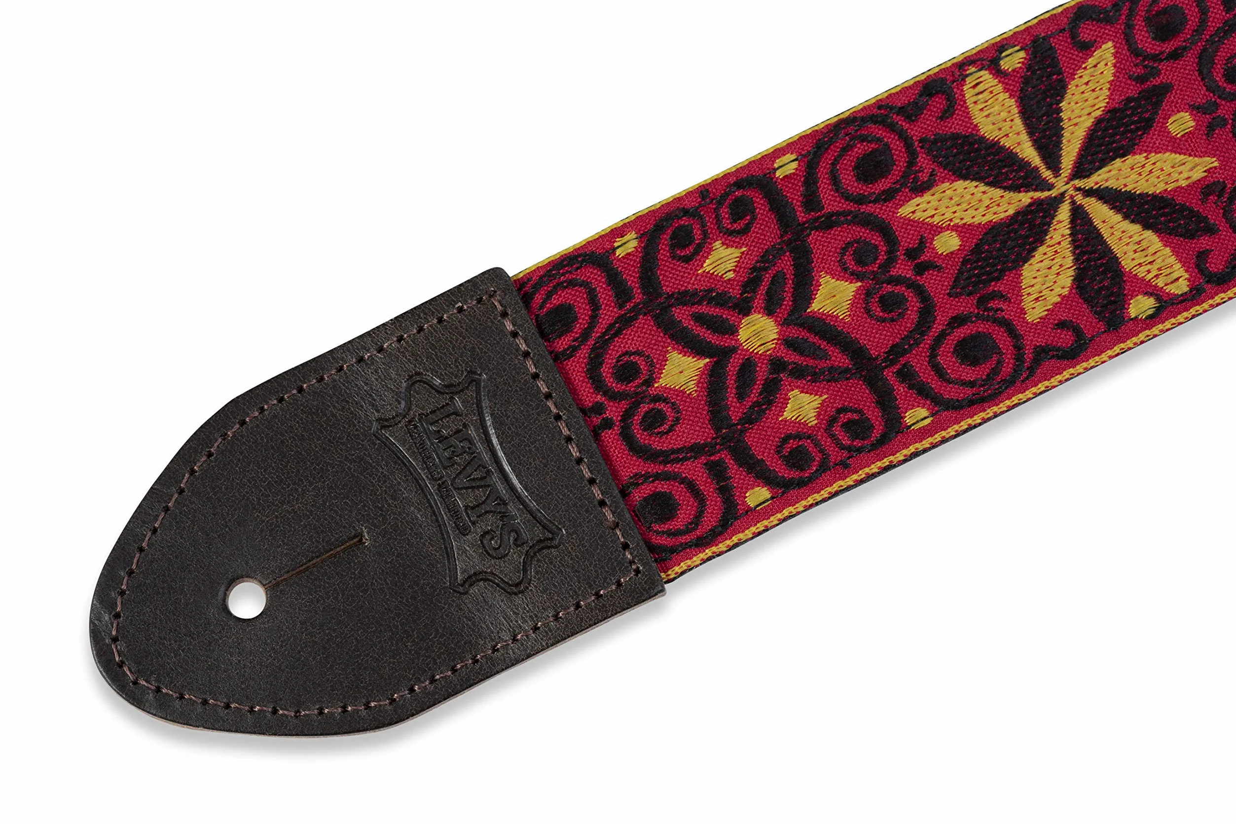 Levy's, M8HTV-21 Tracolla in jacquard 2, Terminali in Pelle e Fibbie in Ottone, Larghezza 2" (5.08 cm), Lunghezza Regolabile fino a 56" (142.24 cm)