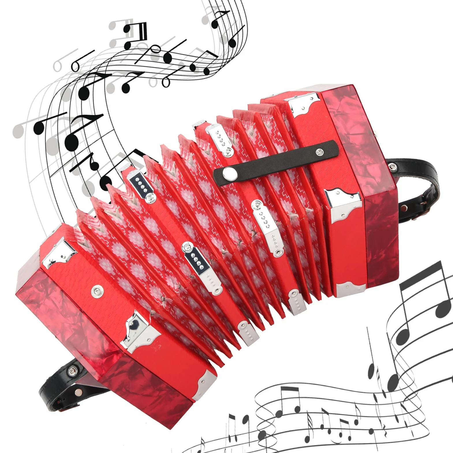 con tracolla regolabile Strumento a fisarmonica Fisarmonica professionale Concertina, per musica(red)