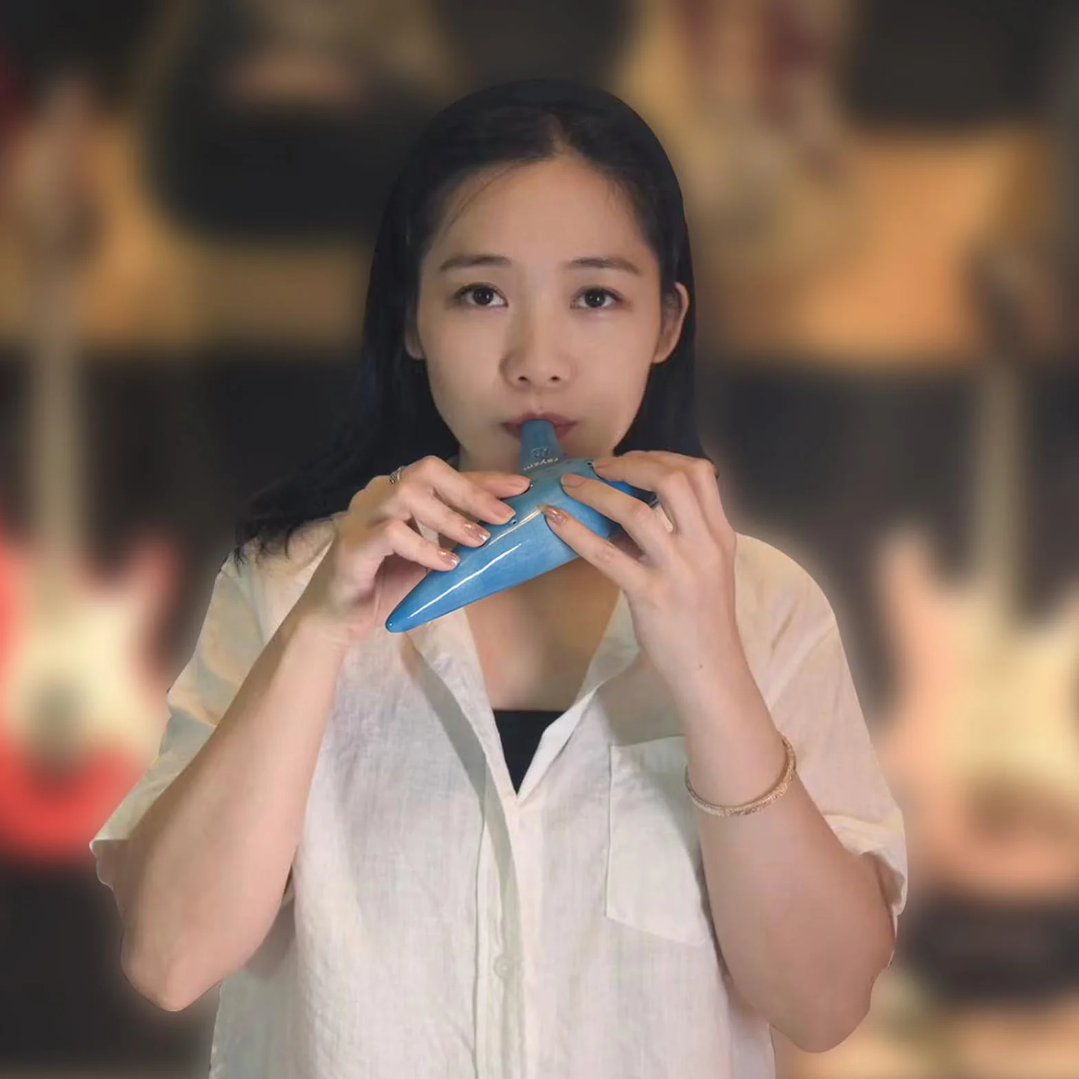 rayzm Ocarina in Ceramica Alto C a 12 Fori, 13 Note in Do Maggiore, Strumento a Fiato Ocarina per Principianti con Borsa Imbottita