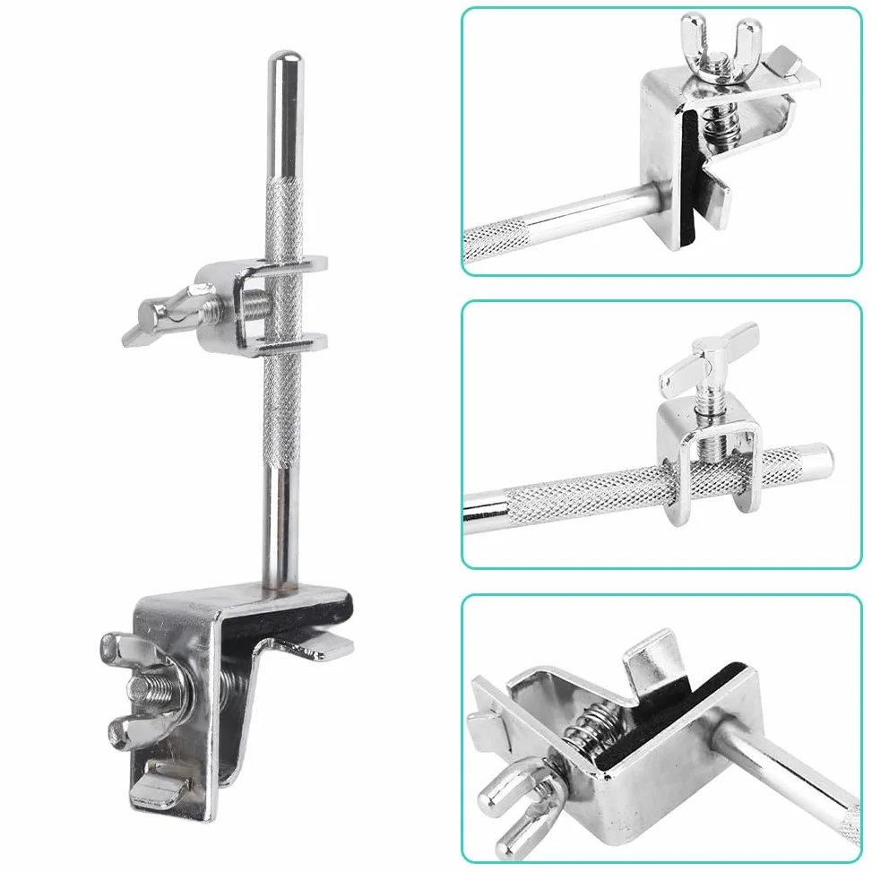 Supporto per Campanaccio, Snare Stand, Campana Morsetto, Grancassa Cowbell Hoop Jazz Drum Strumenti Tamburo Metallo Telaio Ganasce ad Azione Parallela di Bloccaggio Percussione Regolabile in Altezza