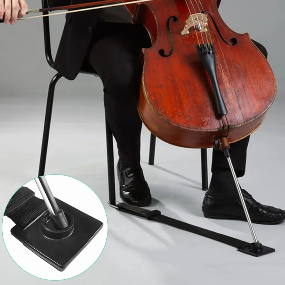 SourceTon - 2 tappi per violoncello e 5 punte in gomma per violoncello, con anello a D in metallo massiccio, cinghia regolabile per proteggere il pavimento da graffi e accessori antiscivolo