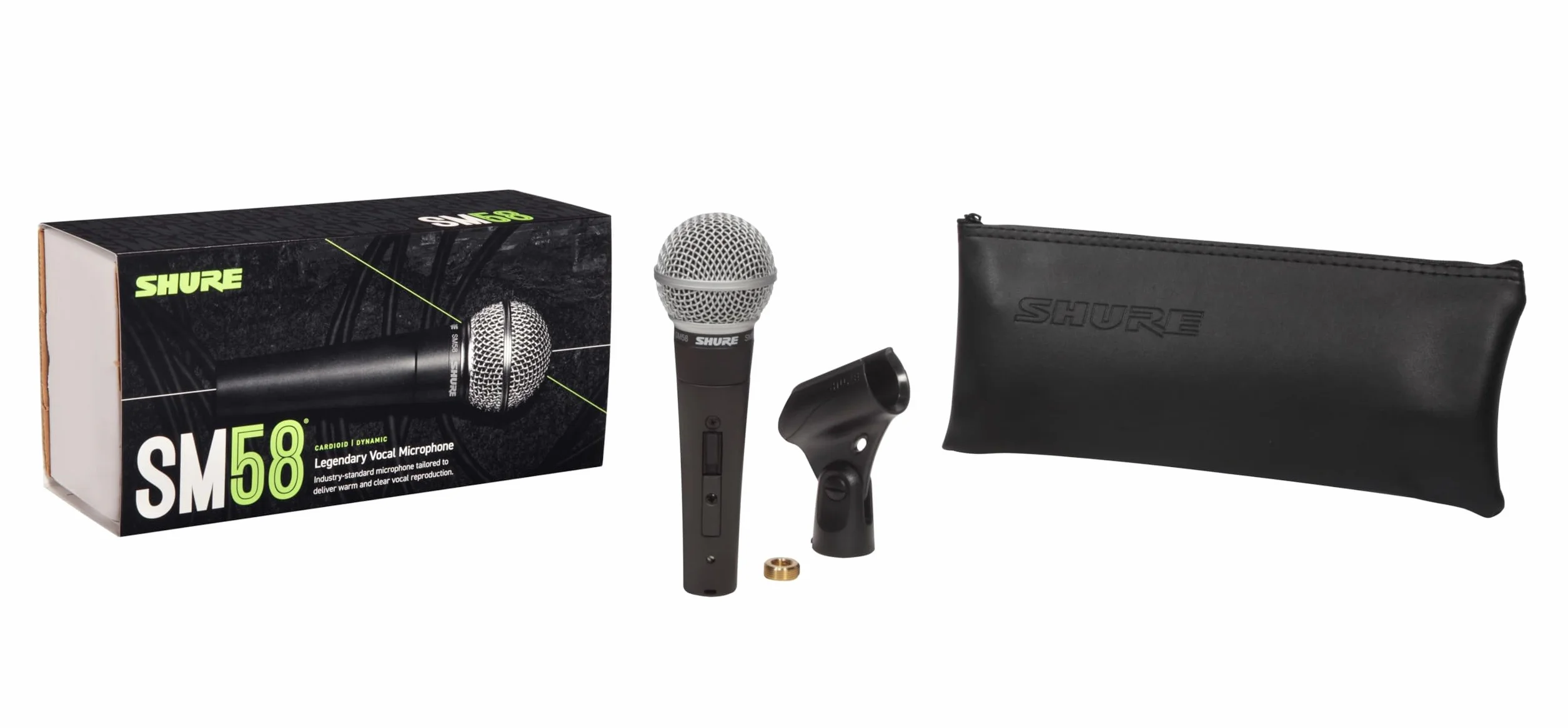 Shure SM58SE Carderid Dynamic Vocal Microfono con interruttore on e off, filtro pop integrato, clip microfono A25D, borsa di archiviazione, connettore XLR a 3 pin (SM58S)