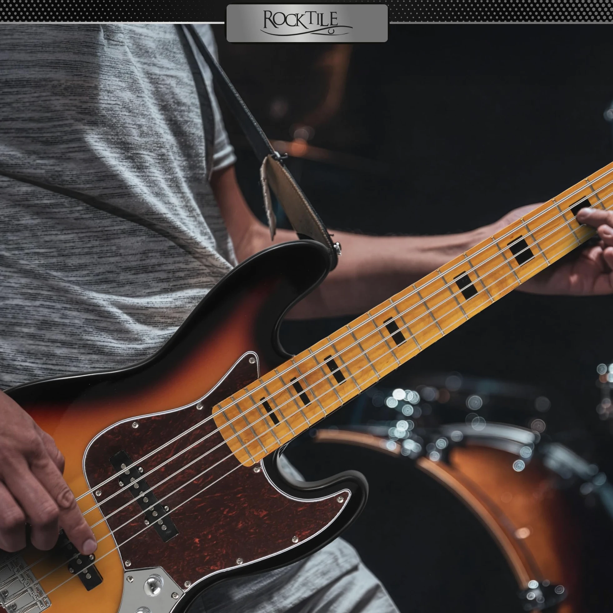 Rocktile Pro JBS50-SB Basso Elettrico - Basso 5 corde stile JB con corpo in tiglio - manico in acero e tastiera in acero - 2x Single Coil pickup - 2x Volume, 1x Tone - Mensura 34" - Sunburst