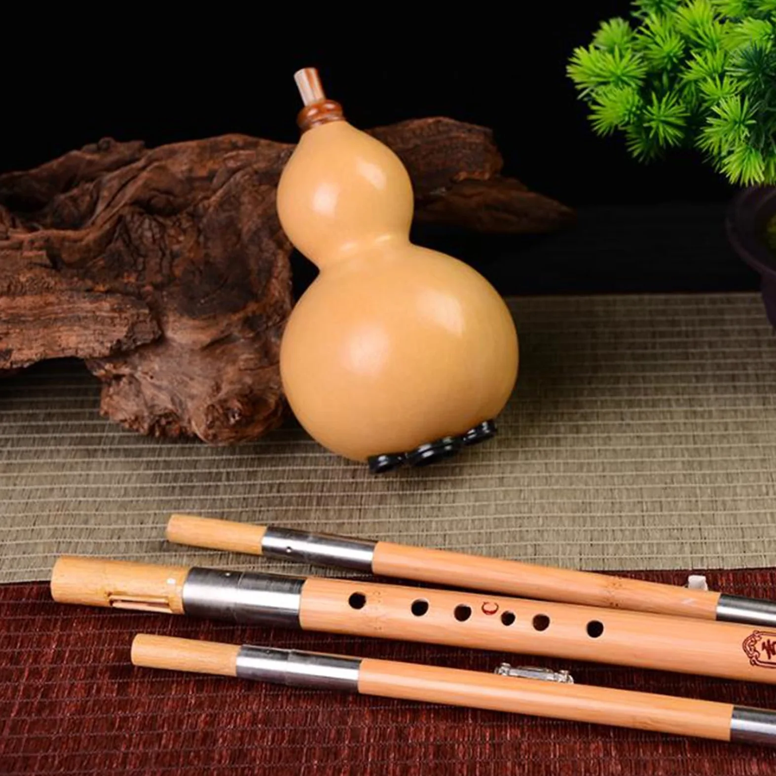 Strumento Musicale Hulusi C Down B Cucurbit Hulusi Strumento for Prestazioni Professionali Adatto a Principianti e spettacoli Professionali(F Key)