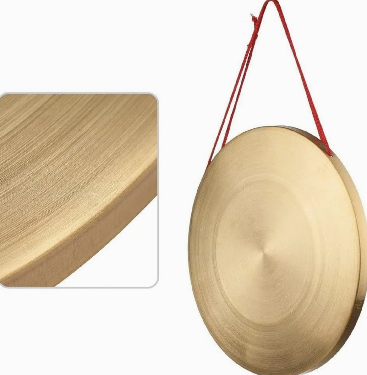 Gong in Ottone da 32 cm – Strumento a Percussione Tradizionale Autentico con Mazzuolo in Legno, Ideale per Cerimonie, Opera, Meditazione ed Eventi (42cm)