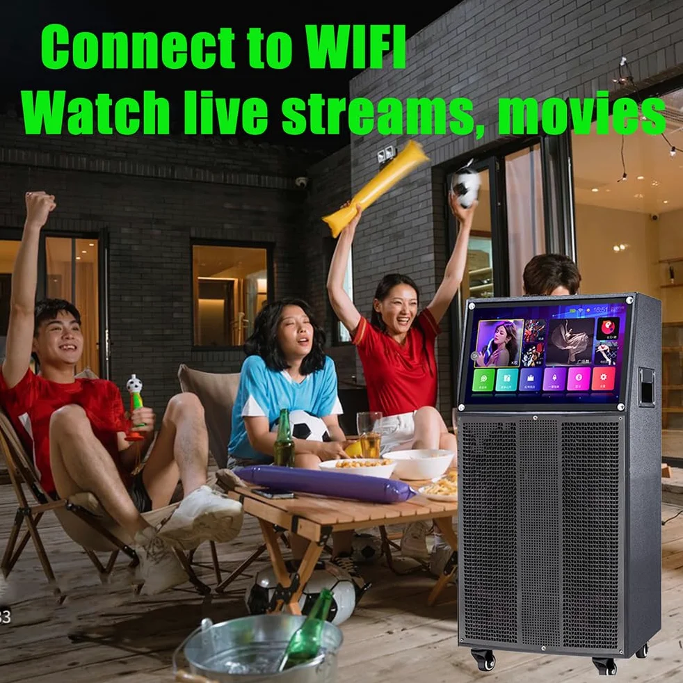 Outdoor quadrato danza, canto, guardare film, audio touch screen portatile con Bluetooth schermo del telefono cellulare proiezione karaoke macchina set