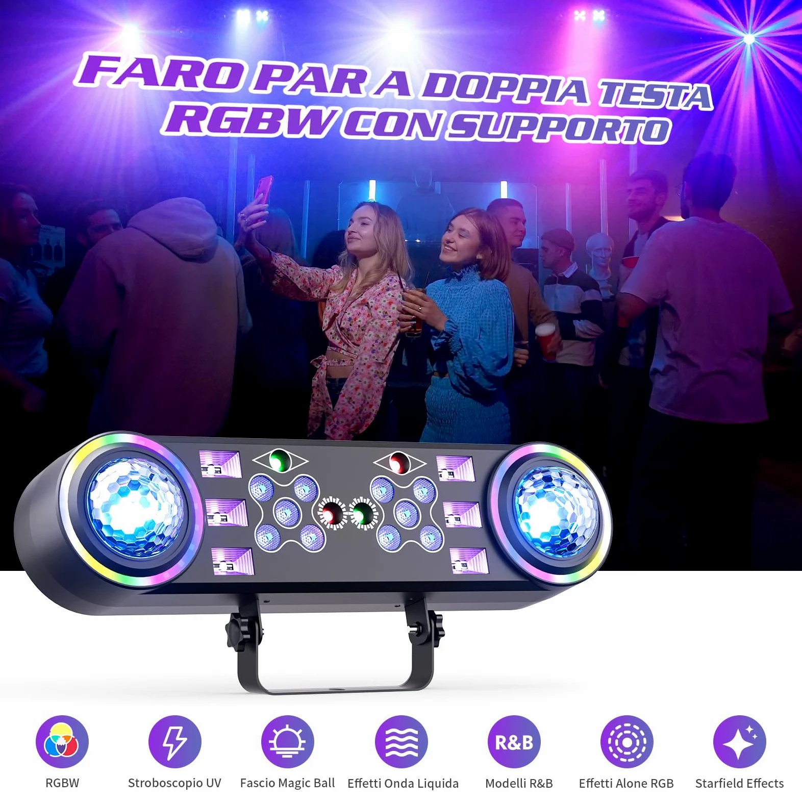 Luce per Feste in Discoteca 7 in 1,Luce per DJ con Treppiede Telescopico e Borsa per il Trasporto,Luce Stroboscopica per Feste con Telecomando Adatta per Natale in Casa Discoteca,Halloween