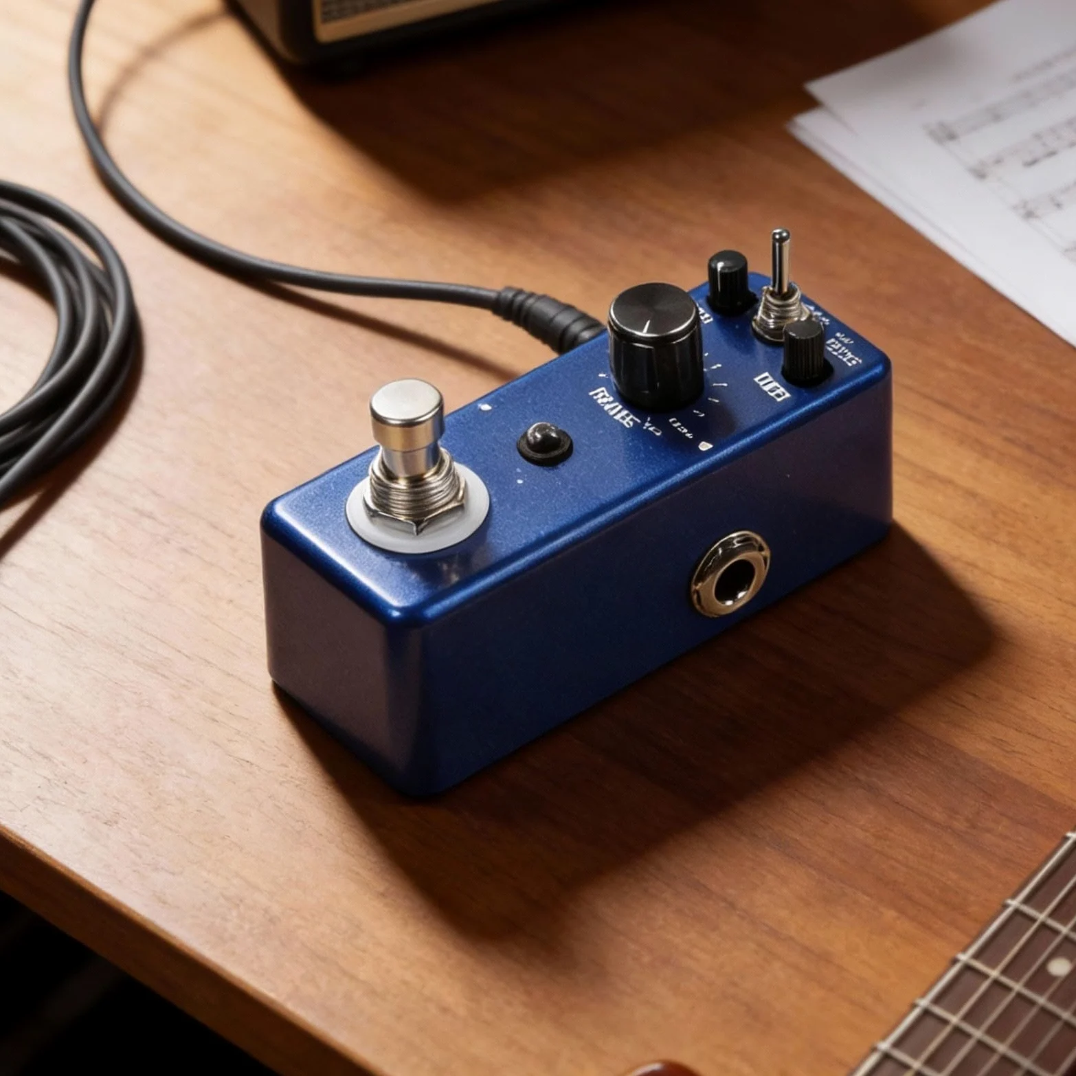 Rowin LEF-3807 - Pedale per armonizzatore per chitarra, Digital Pitch Shifter con modalità Detune Chorus, effetto polifonico, True Bypass, blu