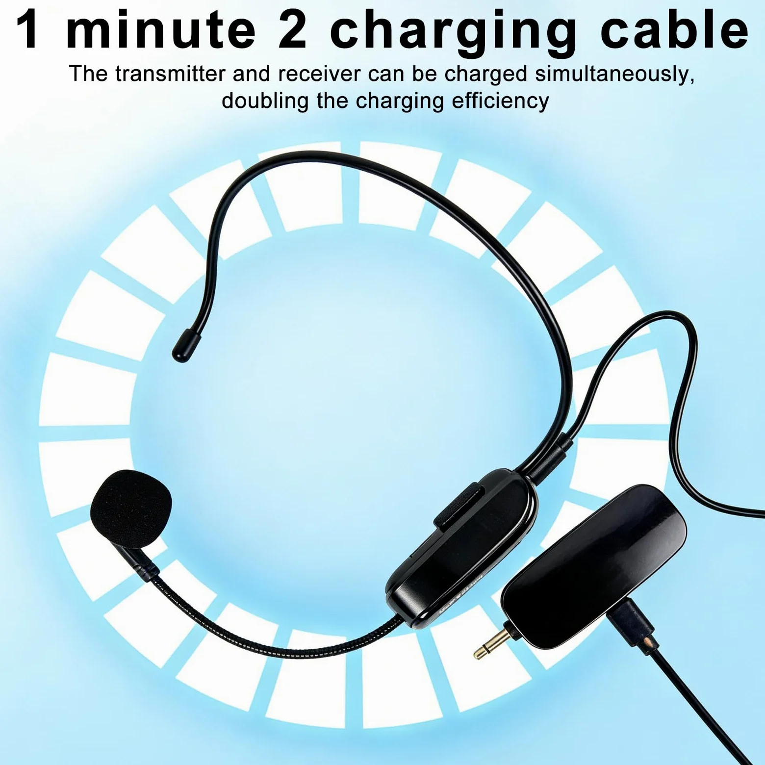 Microfono senza fili, microfono UHF, microfono senza fili, ricaricabile, microfono senza fili, raggio di 50 m, microfono ad archetto per lezioni, guida di viaggio, amplificatore vocale