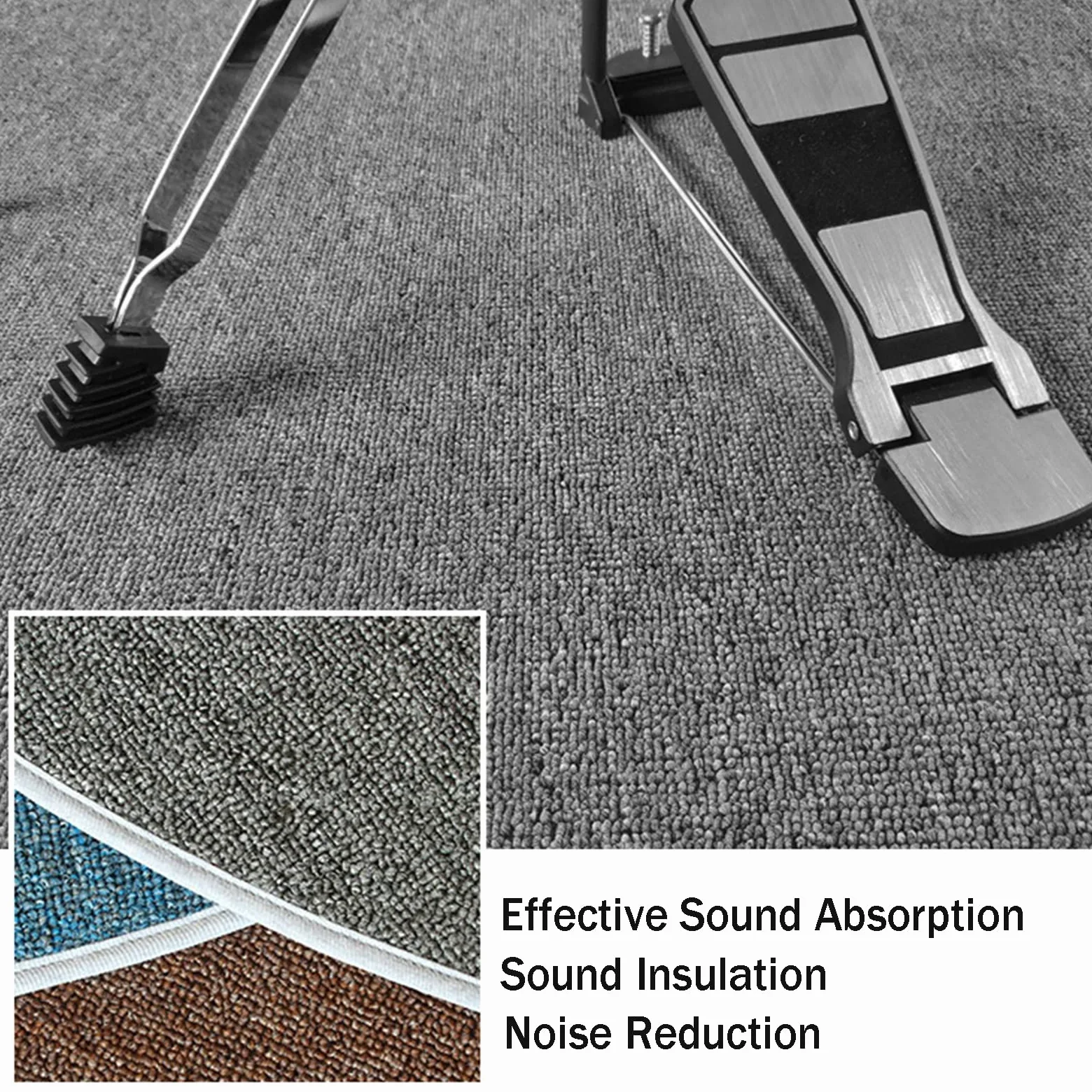 Tappeto Fonoassorbente Batteria, Tappeto per Batteria 200x160 cm, Tappeto Isolante Acustico Pavimento, Tappetino Insonorizzato Antiscivolo per Grancassa Rullante Tamburo Jazz Tappetini(Color:Nero)