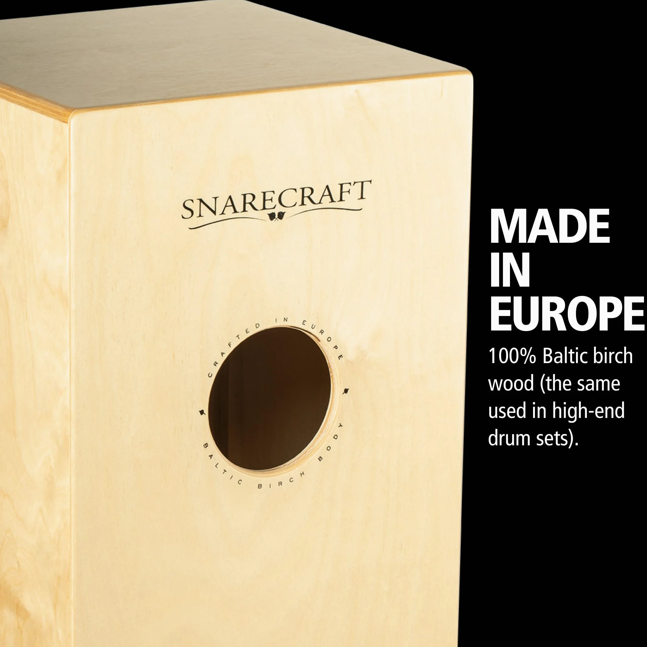 Meinl Percussion Snarecraft Cajon Instrument - Grande Drum Box con 2 Cordiere - Superficie di Suono Betulla del Baltico (SC100B)