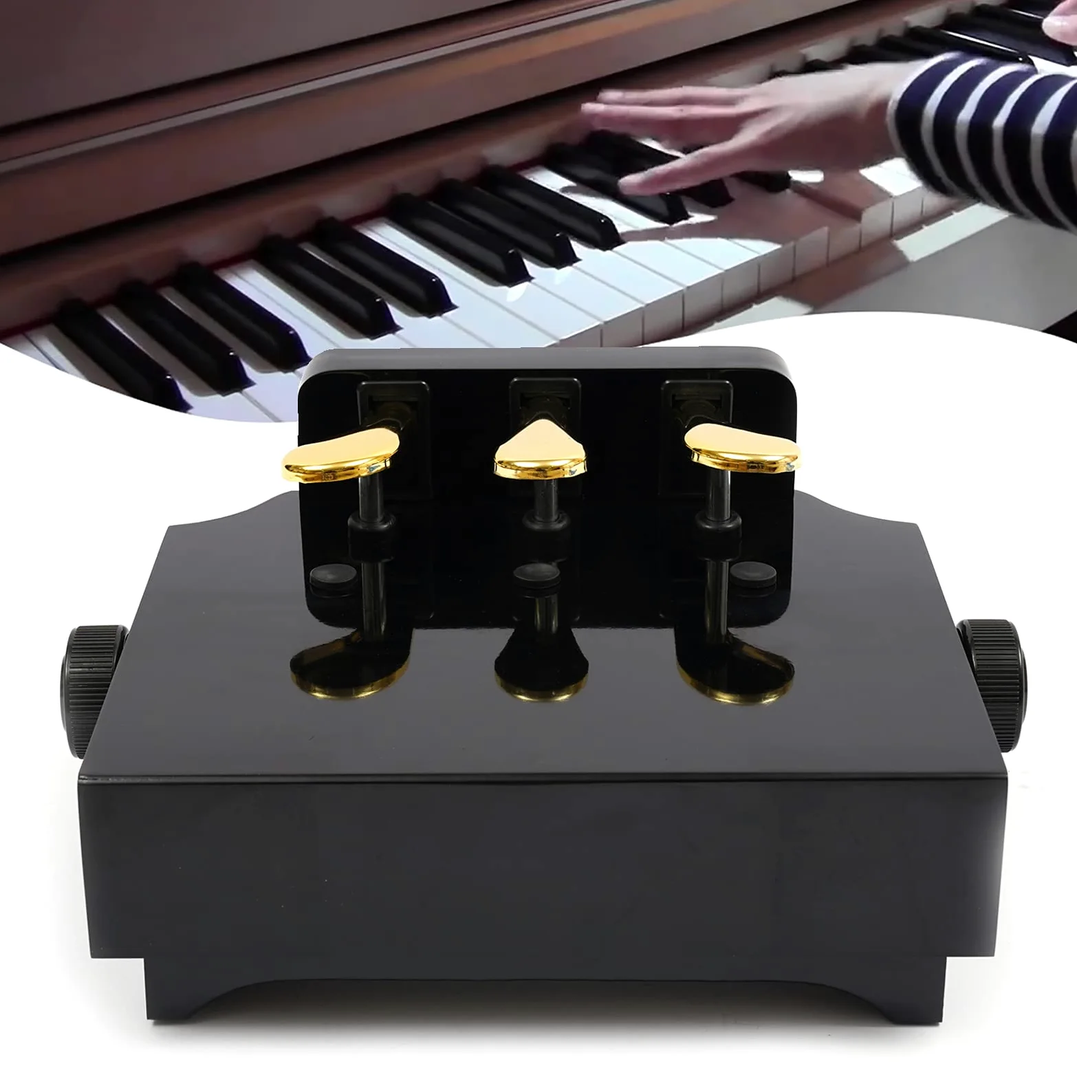 Pedale ausiliario per pianoforti per bambini in legno, prolunga per pedale per pianoforte Lift Piano Booster Pedal Bench Auxiliary Damper Bench Sustain Keyboard regolabile 13,5-23 cm
