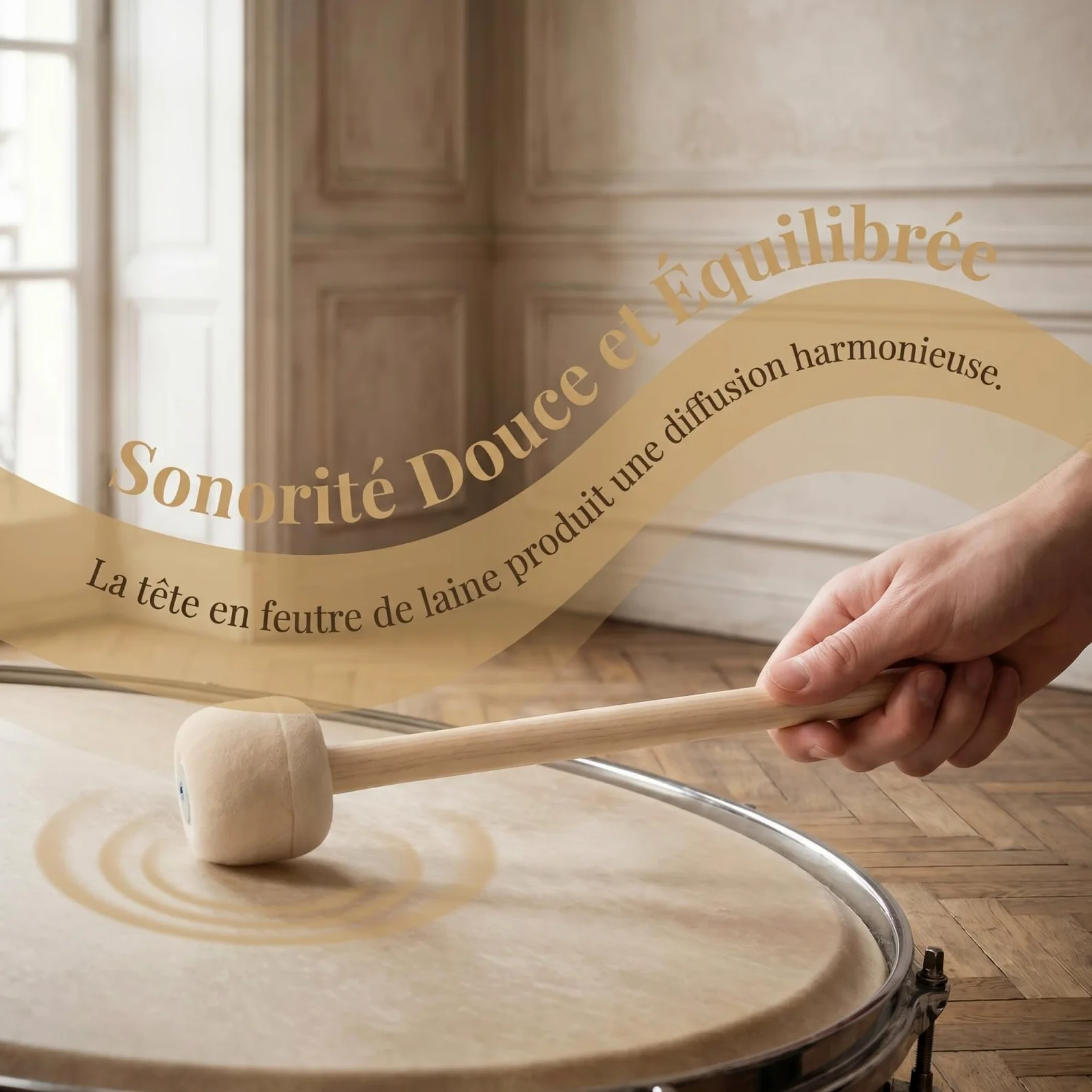 Toyvian 2 pezzi Mazzetto di grande cassa in legno con testa in feltro di lana bacchette per tamburo percussione accessorio pratico per principianti e musicisti