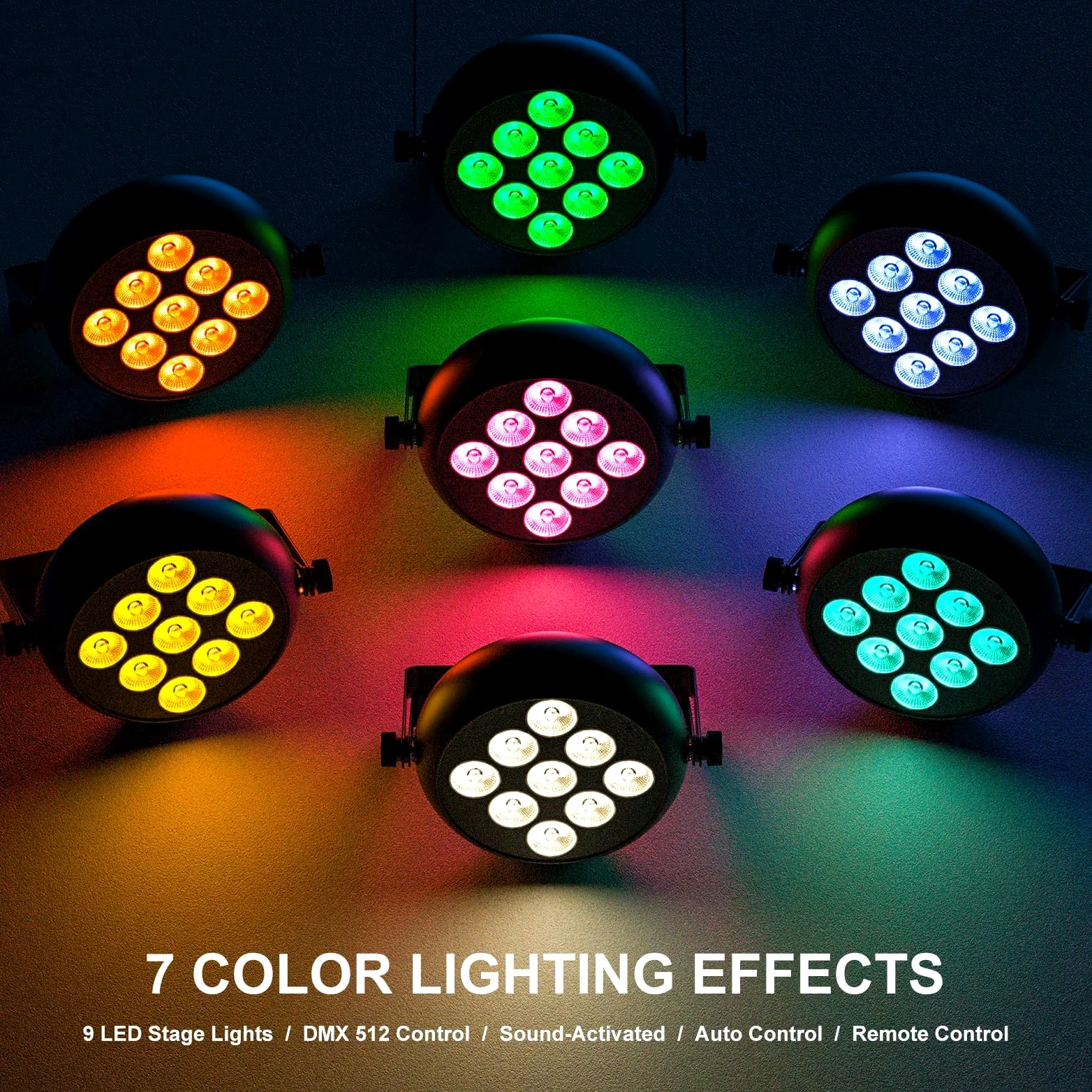 12PCS Par LED RGBW Luci del Palcoscenico, 9 LED Luci Discoteca DMX-5/8CH con Telecomando e 4 Modalità di Controllo, Faretti Par per DJ Discoteca Bar Feste Matrimoni Natale Haloween