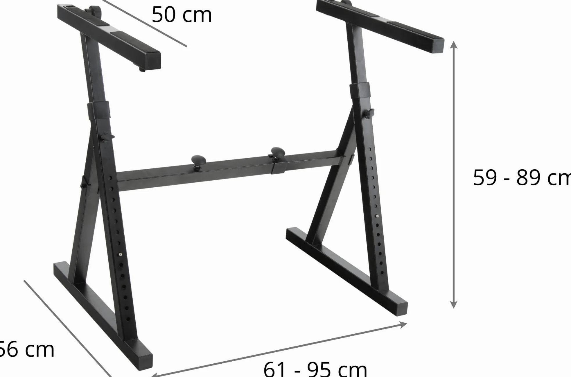 Classic Cantabile KSD-400Pro MK II Supporto Tastiera Pro Set - Supporto Tastiera Regolabile a 2 Livelli - 4 Ruote e Porta Cuffie - Portata Fino a 100 kg - Larghezza e Altezza Regolabili - Nero