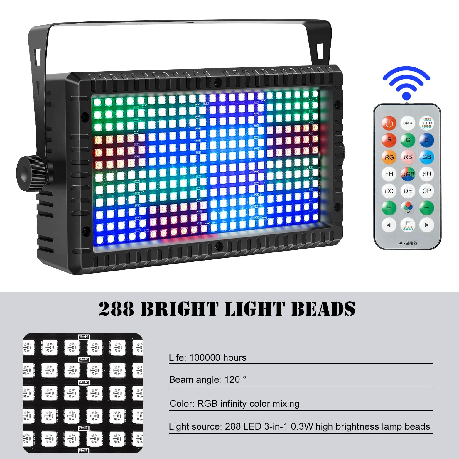 Proiezione a Strobe ZKYMZL 288 LED RGB 3-in-1 - Luci da Palco DMX con Telecomando e Attivazione Acustica per Eventi, Concerti, Matrimoni, Club e Chiese (2 pezzo)