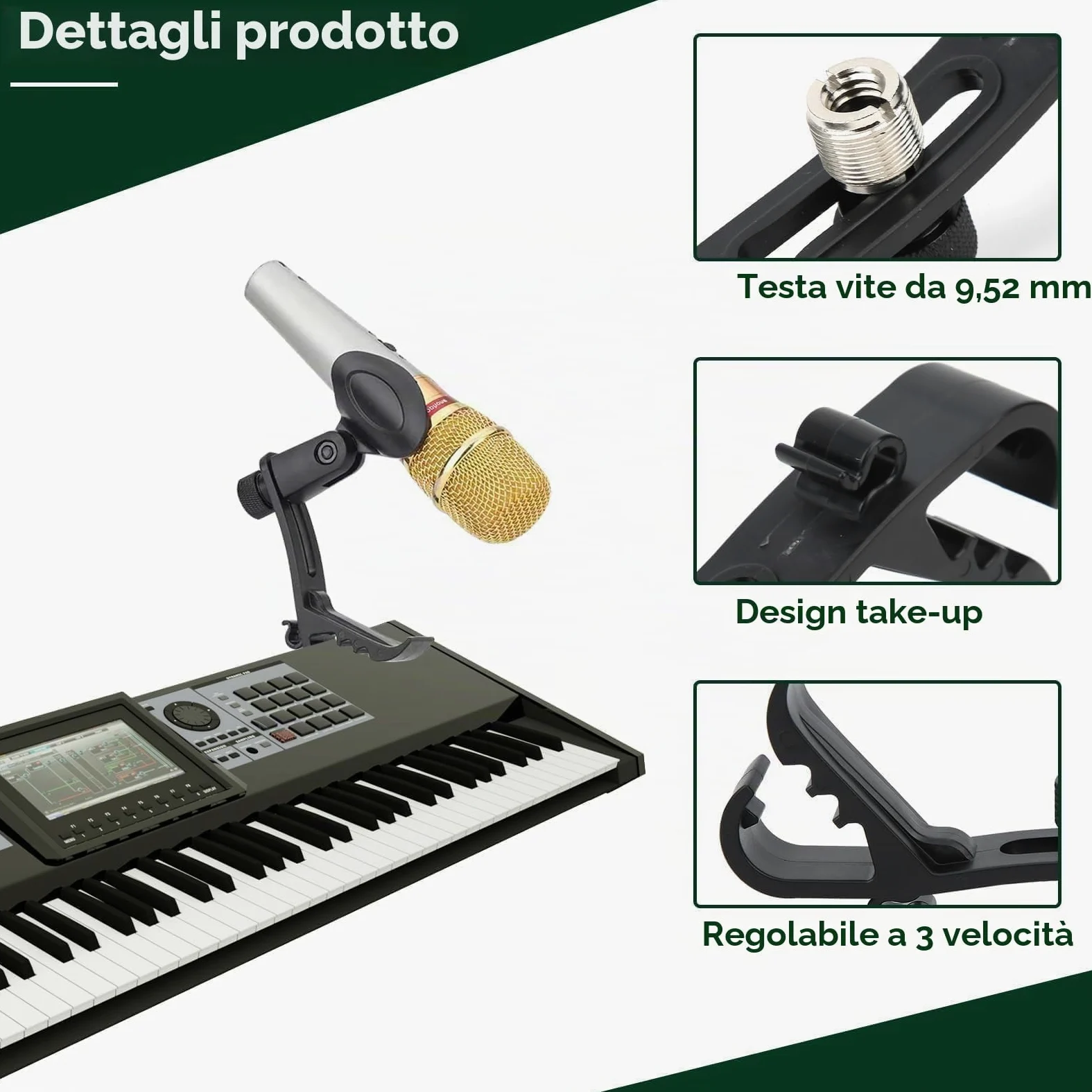 Drum Microphone Clip, 4Pcs Clip per Batteria per Microfono a Tamburo Morsetti Supporto per Tamburo per Microfono Antiurto Accessori per Microfoni per Bordo Tamburo