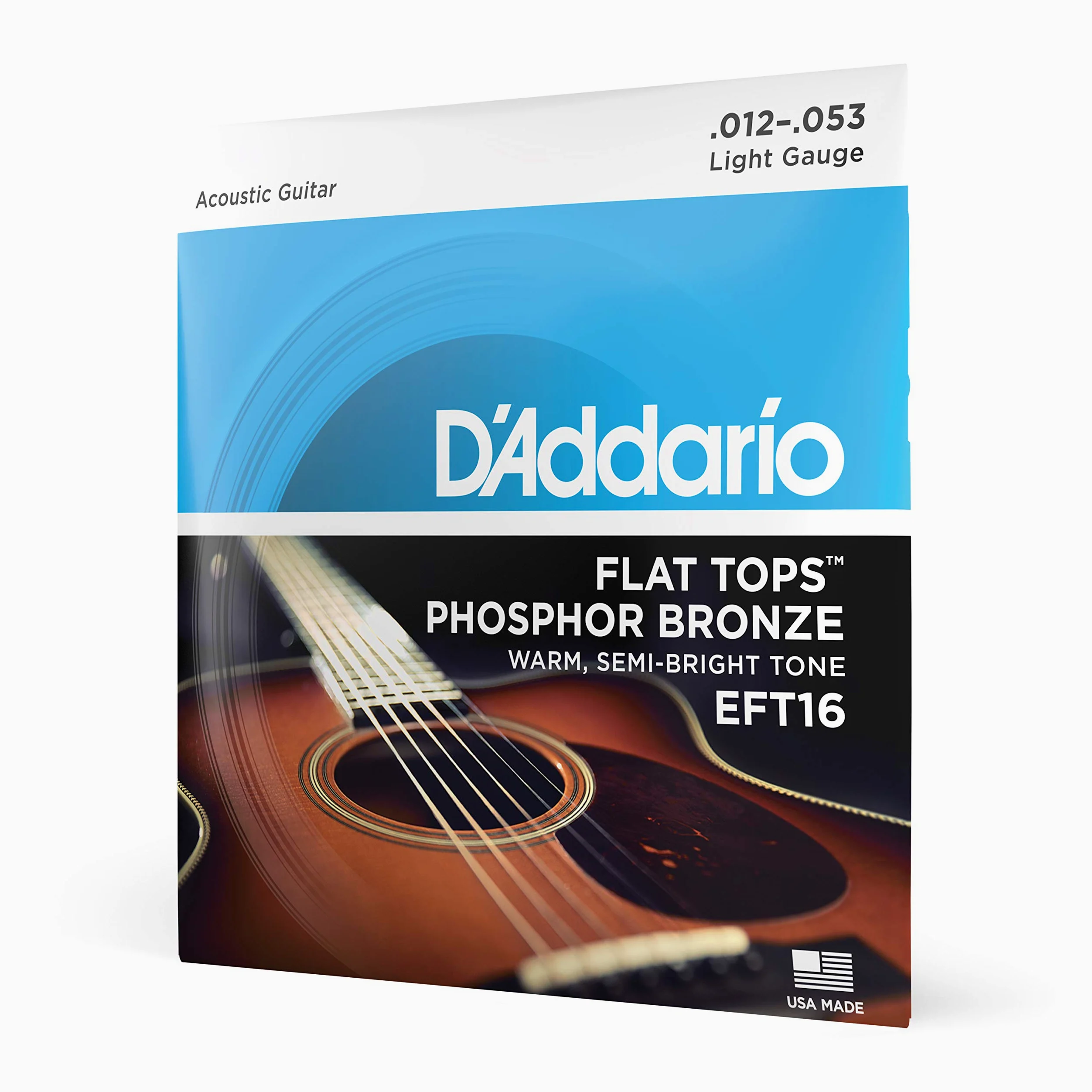 D'Addario Corde Chitarra Acustica | Corde per Chitarra Acustica | Corde Acustica | EFT16 Set Corde Acustica Flat Tops Phosphor, Bronzo, 12-53