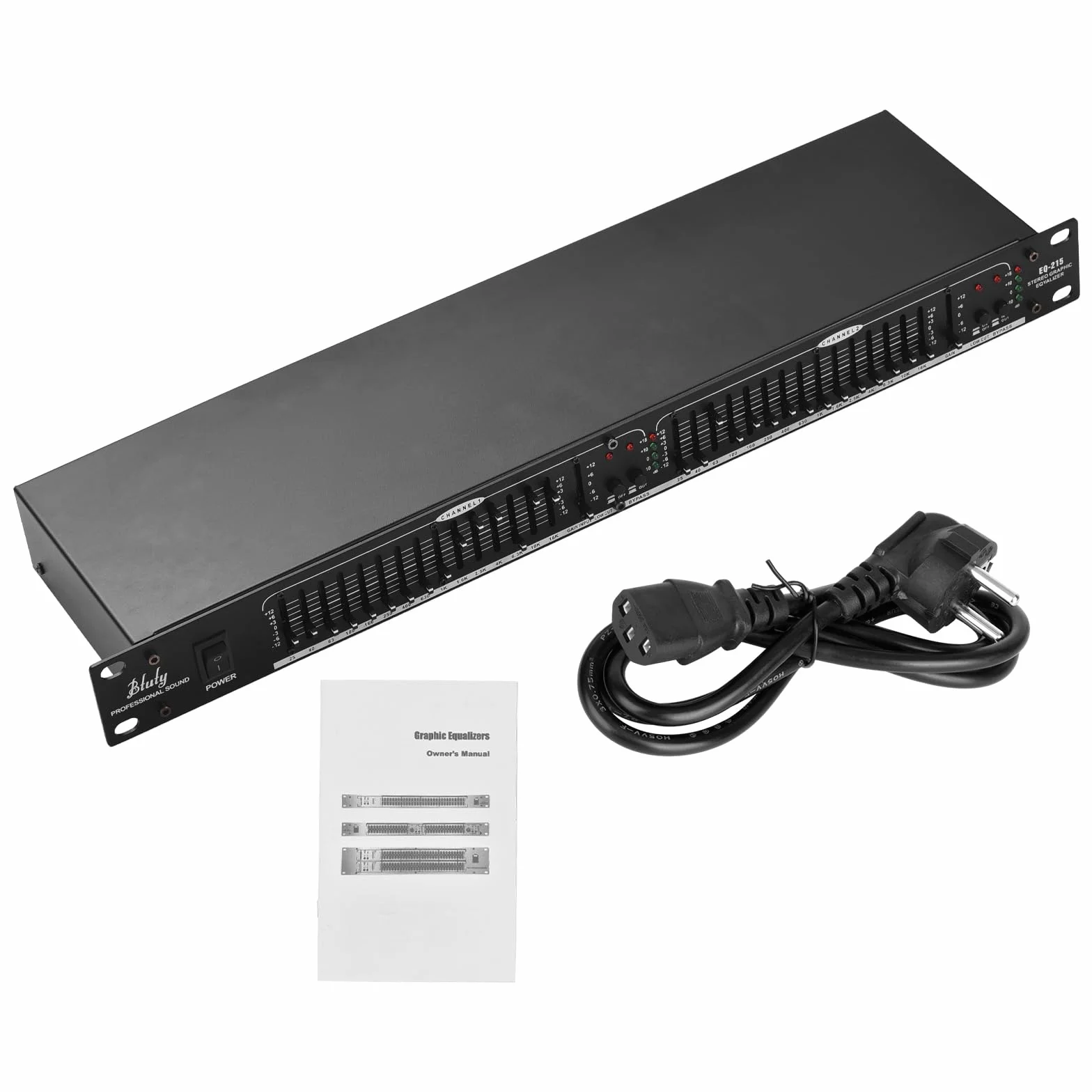 Btuty Eq-215 Equalizzatore A 15 Bande A Doppio Canale 1u Equalizzatore Grafico Stereo A 2 Canali Con Montaggio Su Rack