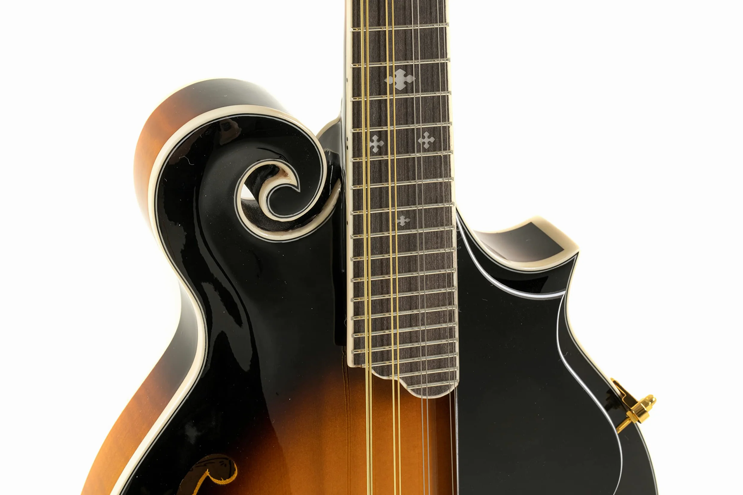 GEWA Mandolino F-2 Premium - Tavola armonica in abete massello - Fondo/fasce in acero massello - Fondo marezzato - Incl. custodia Premium - Finitura lucida Vintage Sunburst