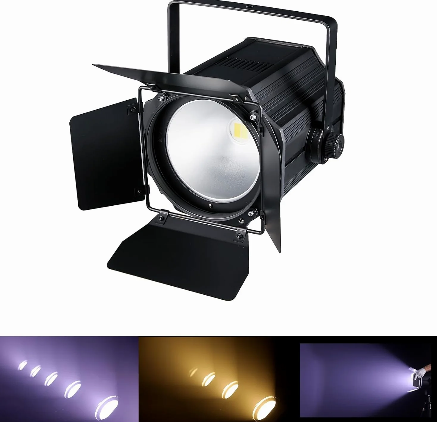 200 W COB Par LED Proiettore da palco con otturatori dimmerabili, 3500 a 7500 K 2 in 1 illuminazione da scena DMX/modalità master-slave luce per feste DJ, chiesa, concerto, matrimonio