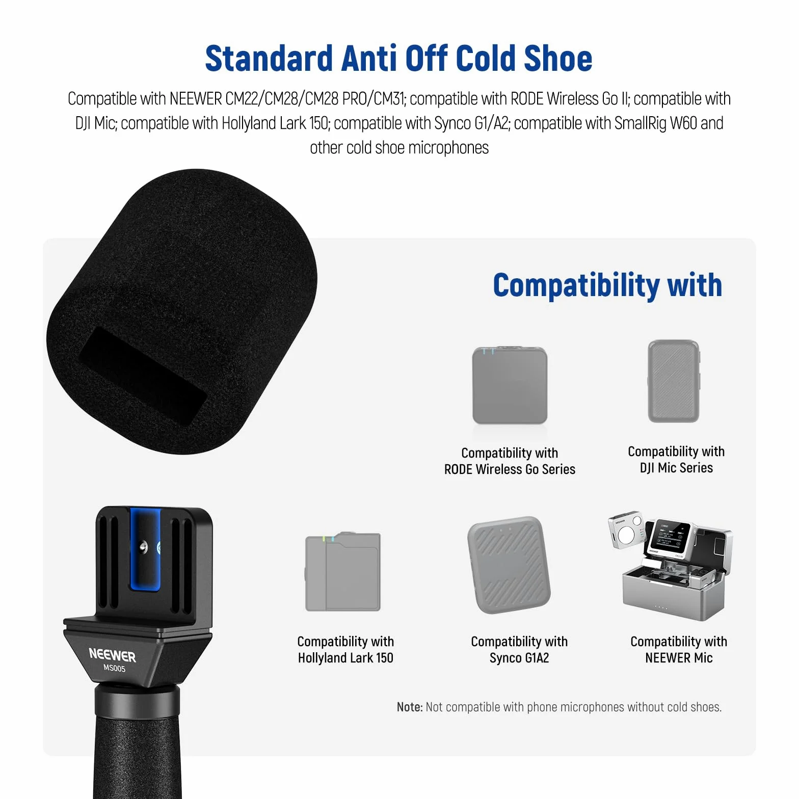 NEEWER Microfono Lavalier Telescopico da 13"/33cm con Parabrezza Anti-Scivolo in Schiuma Anti-Scivolo per Interviste, Compatibile con Rode Wireless Go II DJI Mic CM31, MS005