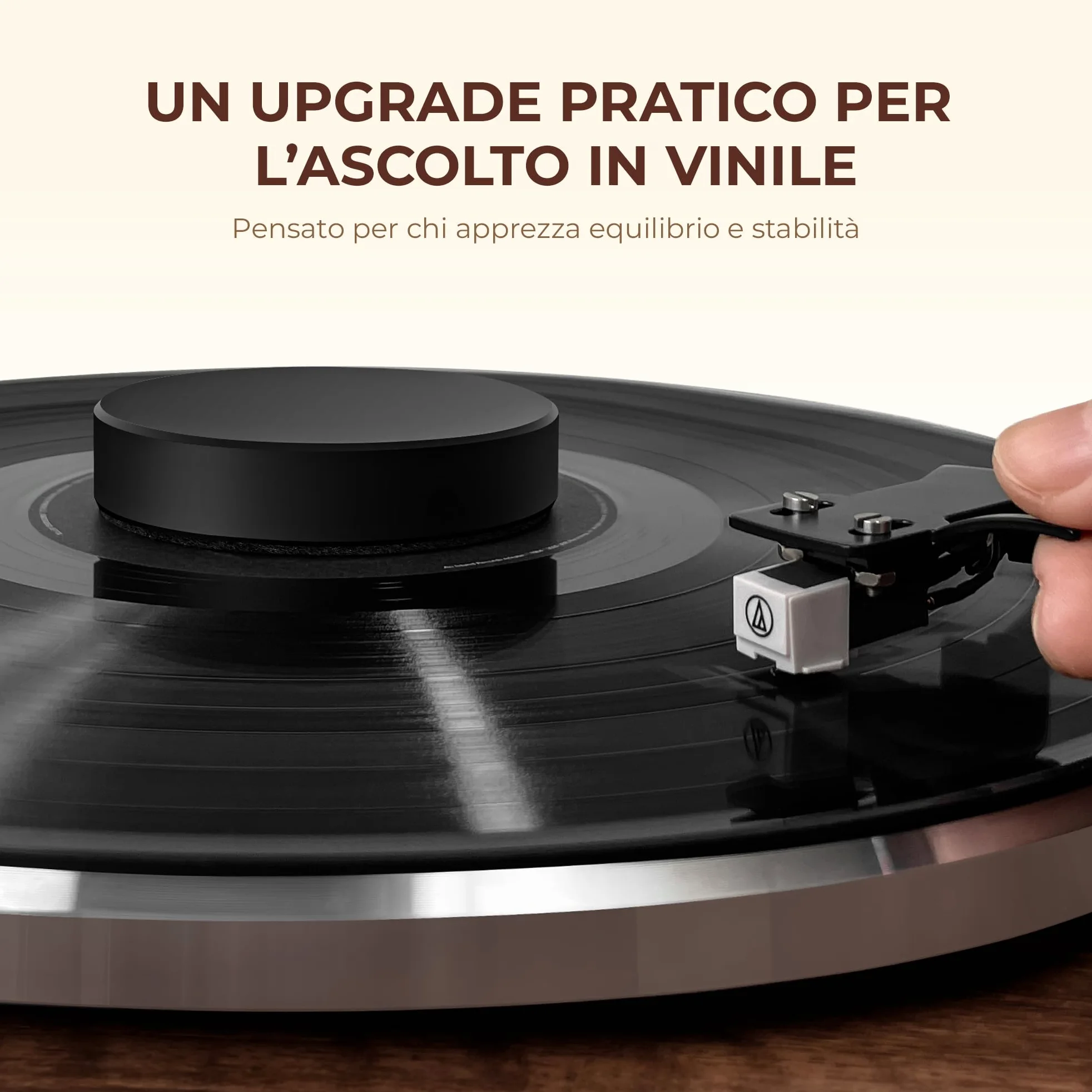 QLEARSOUL Peso per vinile 200 g（±5 g） per giradischi – Peso equilibrato in alluminio con base in feltro, riduce le vibrazioni e migliora la stabilità del disco