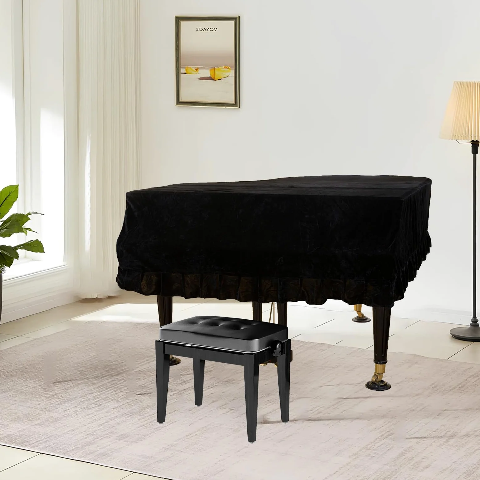 Copertura Per Pianoforte, Copertura Per Pianoforte A Coda Da 180 Cm Copertura Per Pianoforte In Velluto Protezione Decorativa Contro Polvere Graffi E Carica Statica