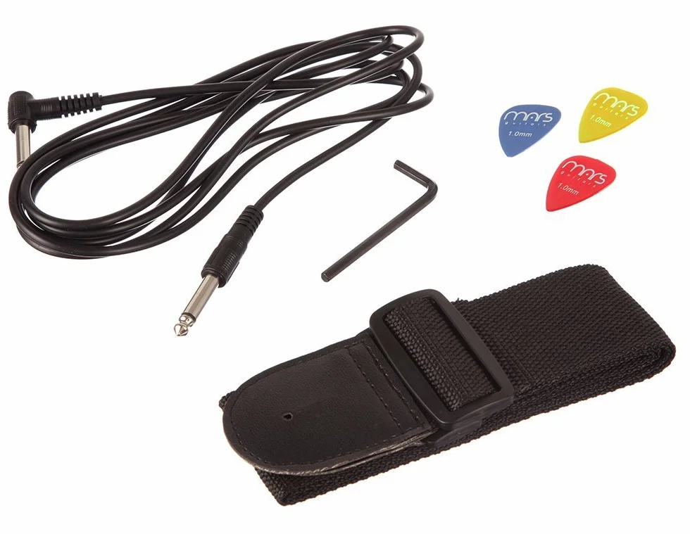 Kit per chitarra elettrica a grandezza naturale di Rockjam con amplificatore per chitarra da 10 watt, lezioni, cinturino, sacchetto del gig, sceglie, whammy, piombo e corde di scorta - Blueburst