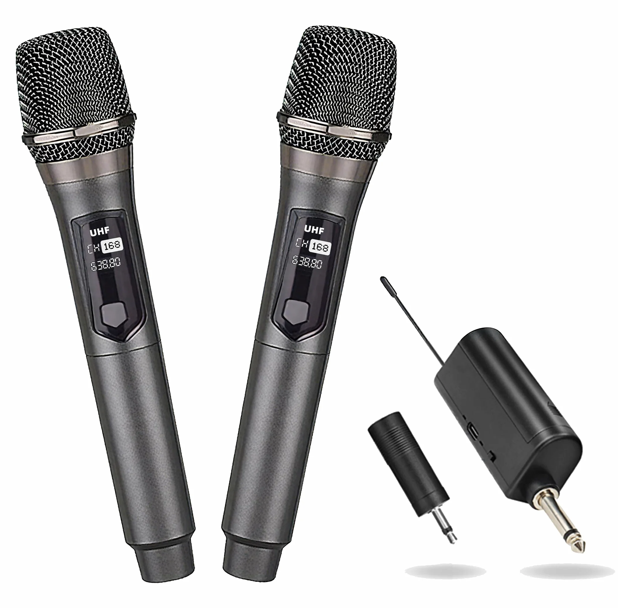 Sistema microfono portatile wireless professionale con ricevitore ricaricabile e uscita da 3,5 mm, frequenza fissa, per DJ, eventi in chiesa e karaoke (68)