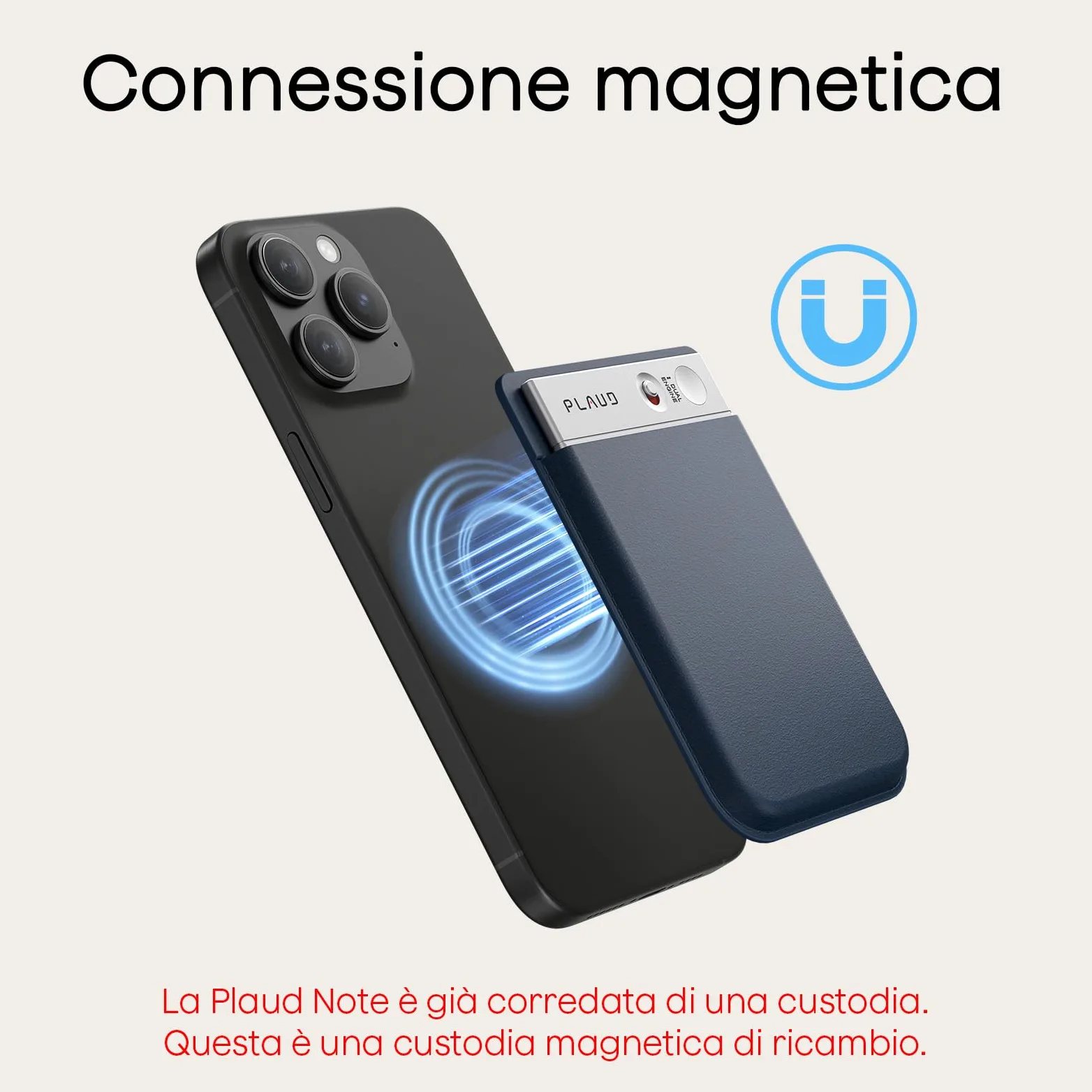 Custodia Magnetica Aggiuntiva per Plaud Note Registratore Vocale AI Custodia in Pelle Protettiva Portatile, Compatibile solo con Plaud Note, Blu Scuro
