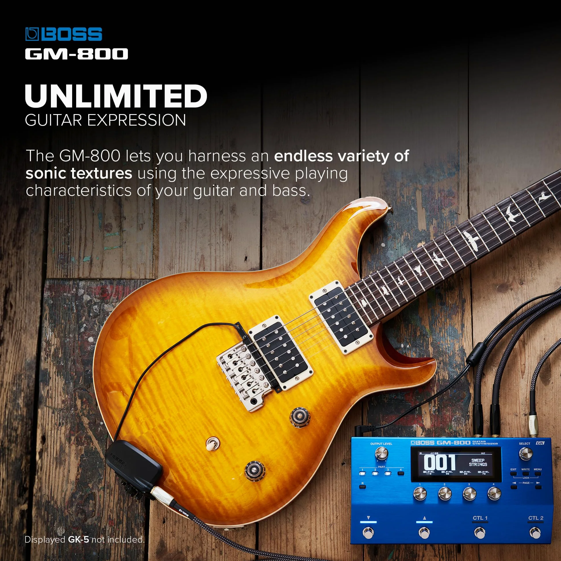 Sintetizzatore per Chitarra BOSS GM-800 | Sintetizzatore per Chitarra & Basso di Nuova Generazione con Interfaccia Seriale GK di Nuovo Sviluppo | Avanzato Generatore Sonoro ZEN-Core