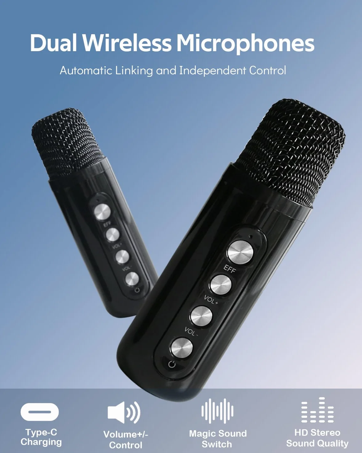 Macchina per karaoke, impianto karaoke con 2 microfoni, scatola per karaoke, con microfono, set per karaoke con LED per bambini e adulti, perfetto per feste, compleanni e riunioni di famiglia