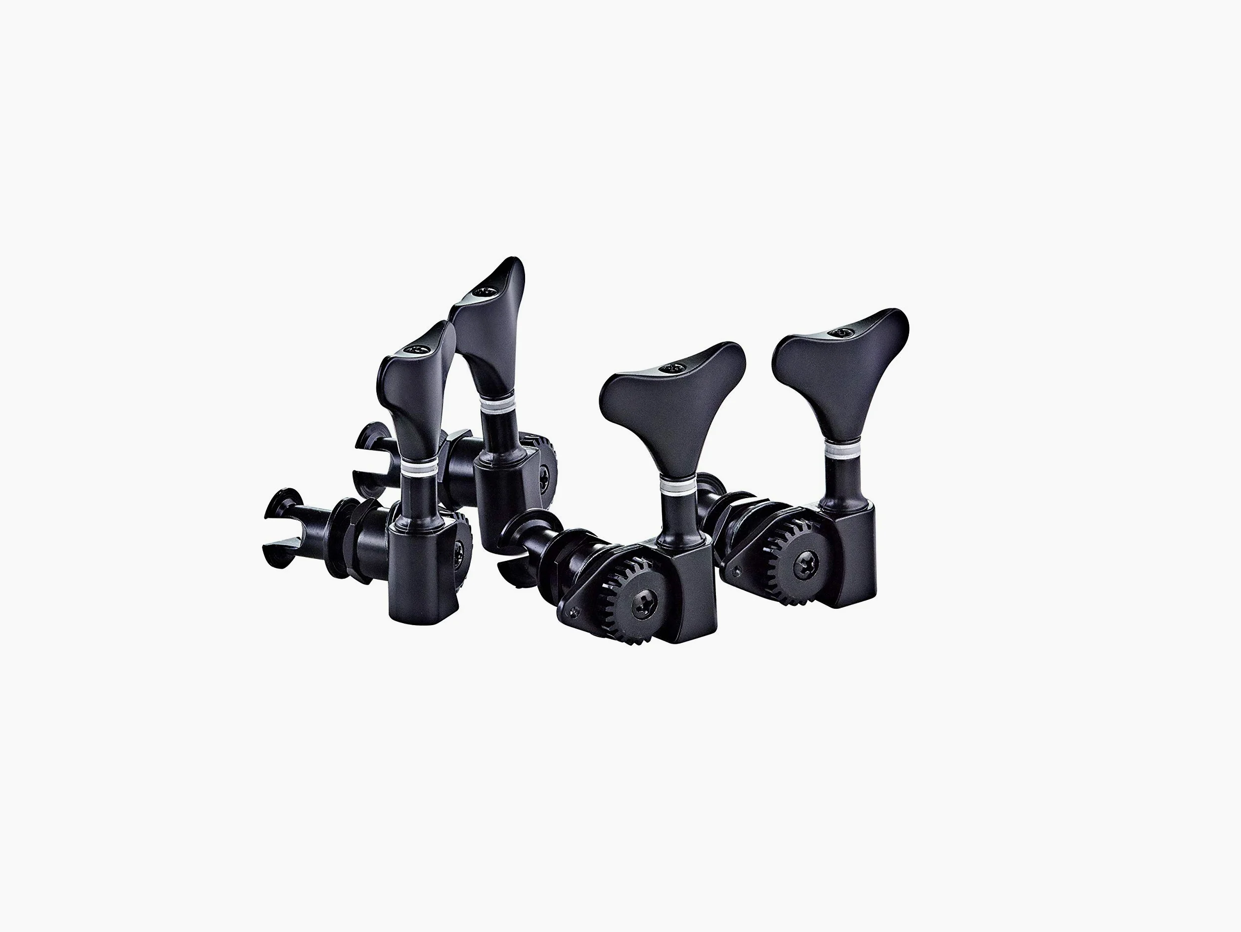 Ortega OTMUB-GB - Set di Meccaniche per Ukulele basso, aperte, Colore: Nero Lucido
