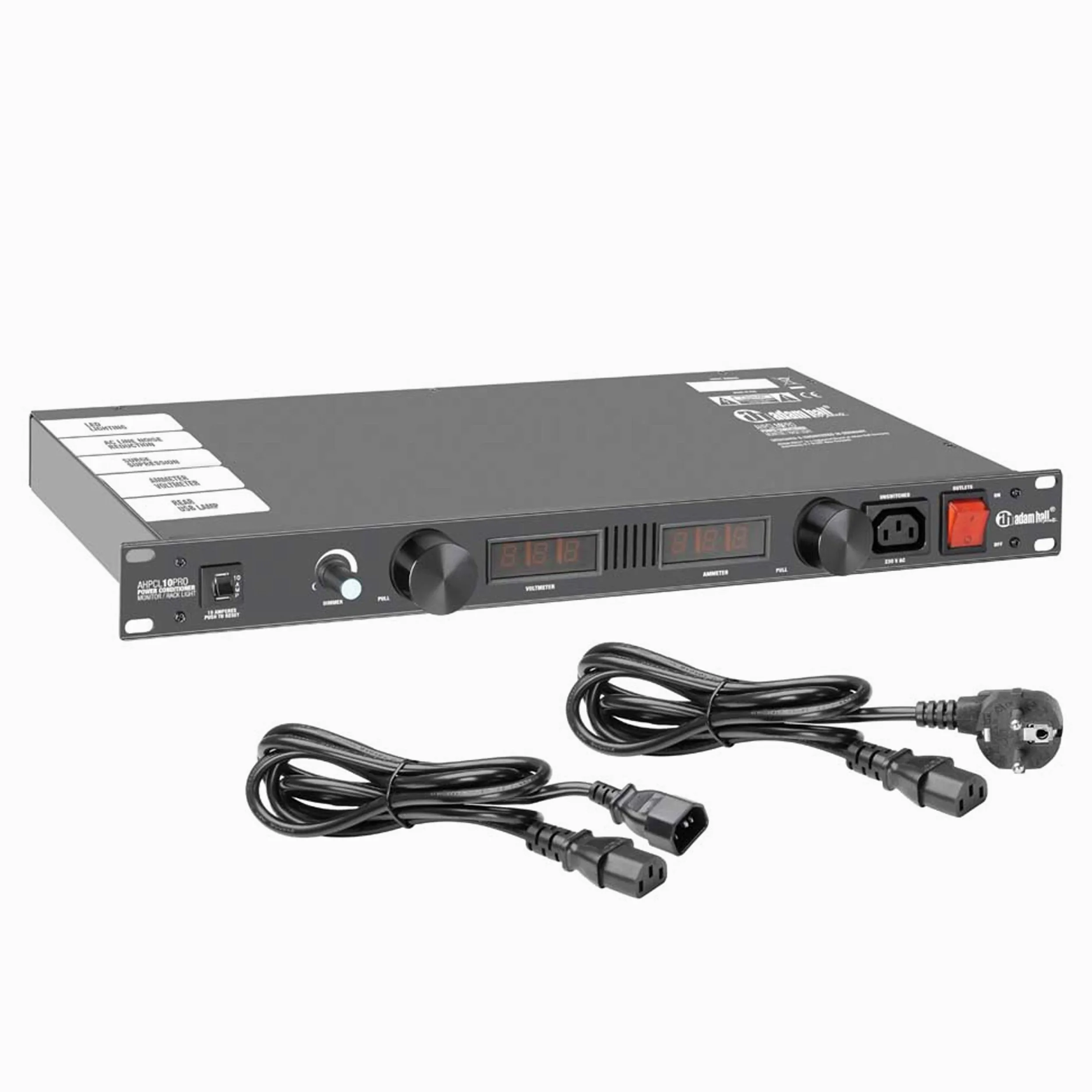 Adam Hall 19" Parts PCL 10 PRO - Regolatore di tensione con illuminazione rack, display, voltometro e amperometro