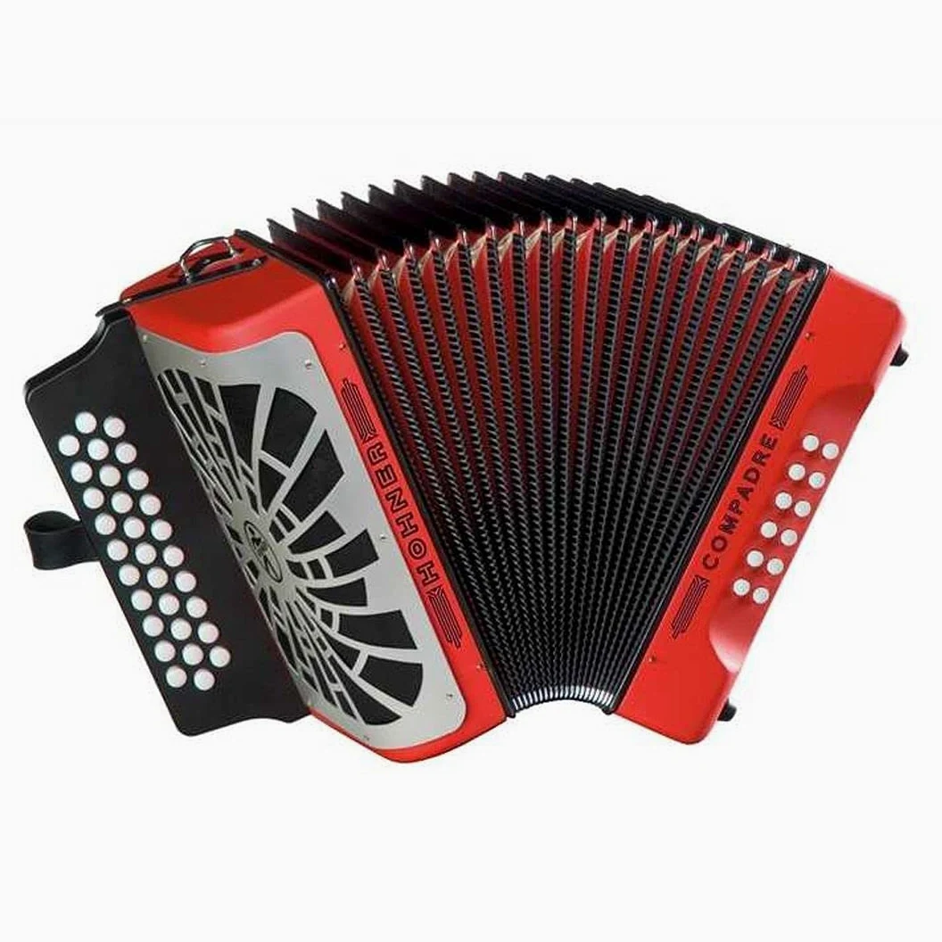 Accordatori Diat Pulsanti HOHNER Accordeon per pianoforte cromatico COMPADRE FBBEB ROSSO SILVER GRILL.