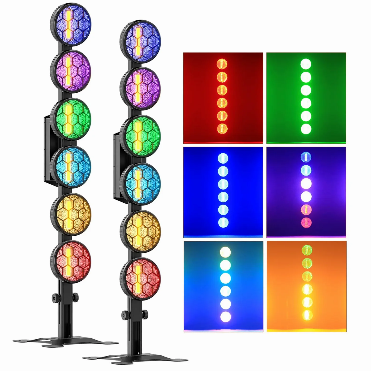 300W LED Par Luci da Palco Lineare Vintage COB,6x50W COB Luce Dorata + 168 LED RGB,Faretto Palcoscenico DMX Luce Della Festa,Luce Stroboscopica per Bar DJ Discoteca Matrimoni Halloween Natale,2PCS