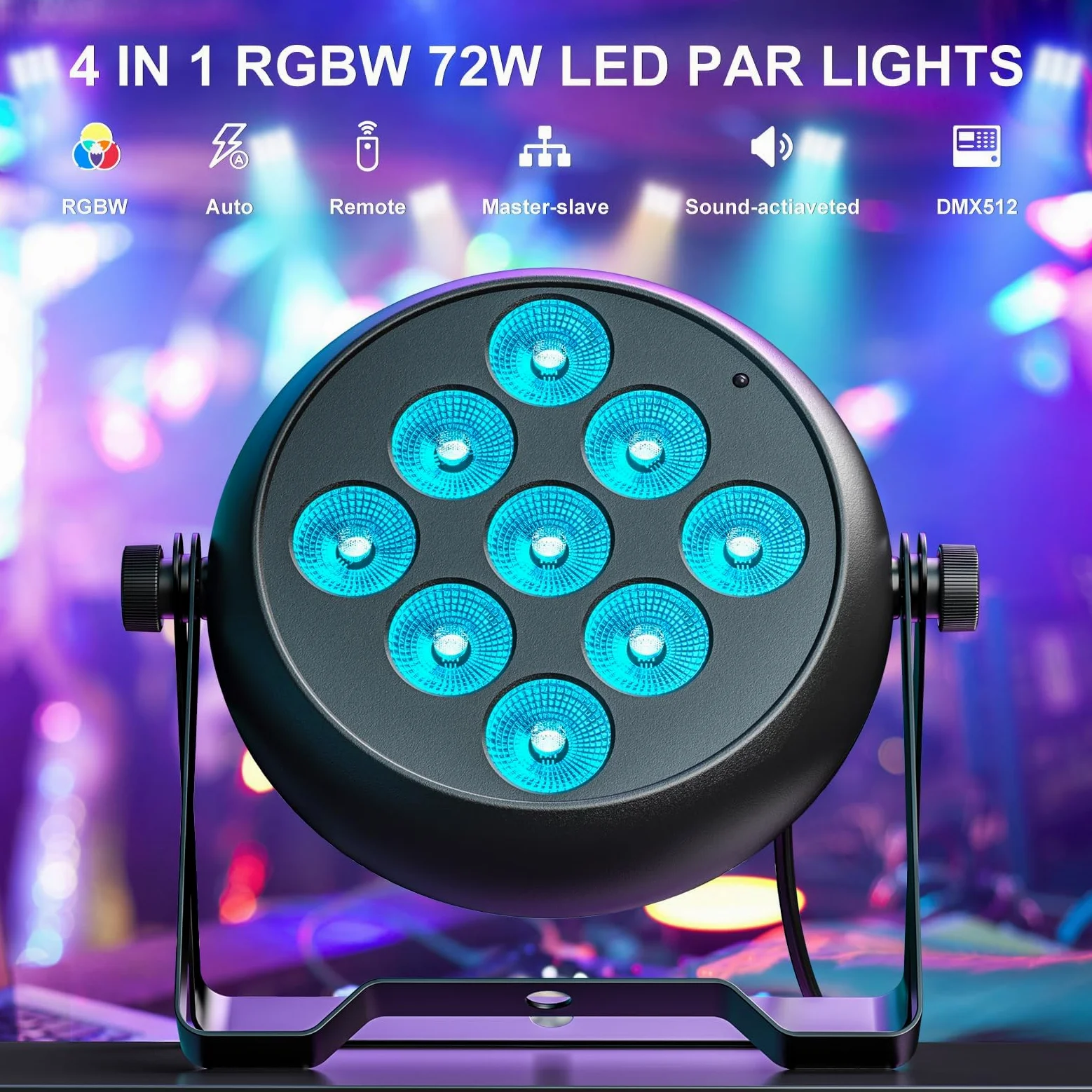 12PCS Par LED RGBW Luci del Palcoscenico, 9 LED Luci Discoteca DMX-5/8CH con Telecomando e 4 Modalità di Controllo, Faretti Par per DJ Discoteca Bar Feste Matrimoni Natale Haloween