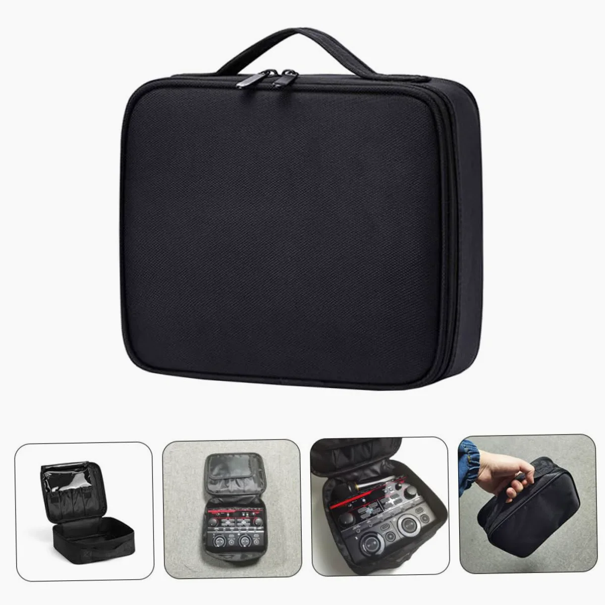 Borsa Portatile per Stoccaggio Effetto Audio Materiale Nero, Comoda e Adatta per Microfono in Performance All'aperto