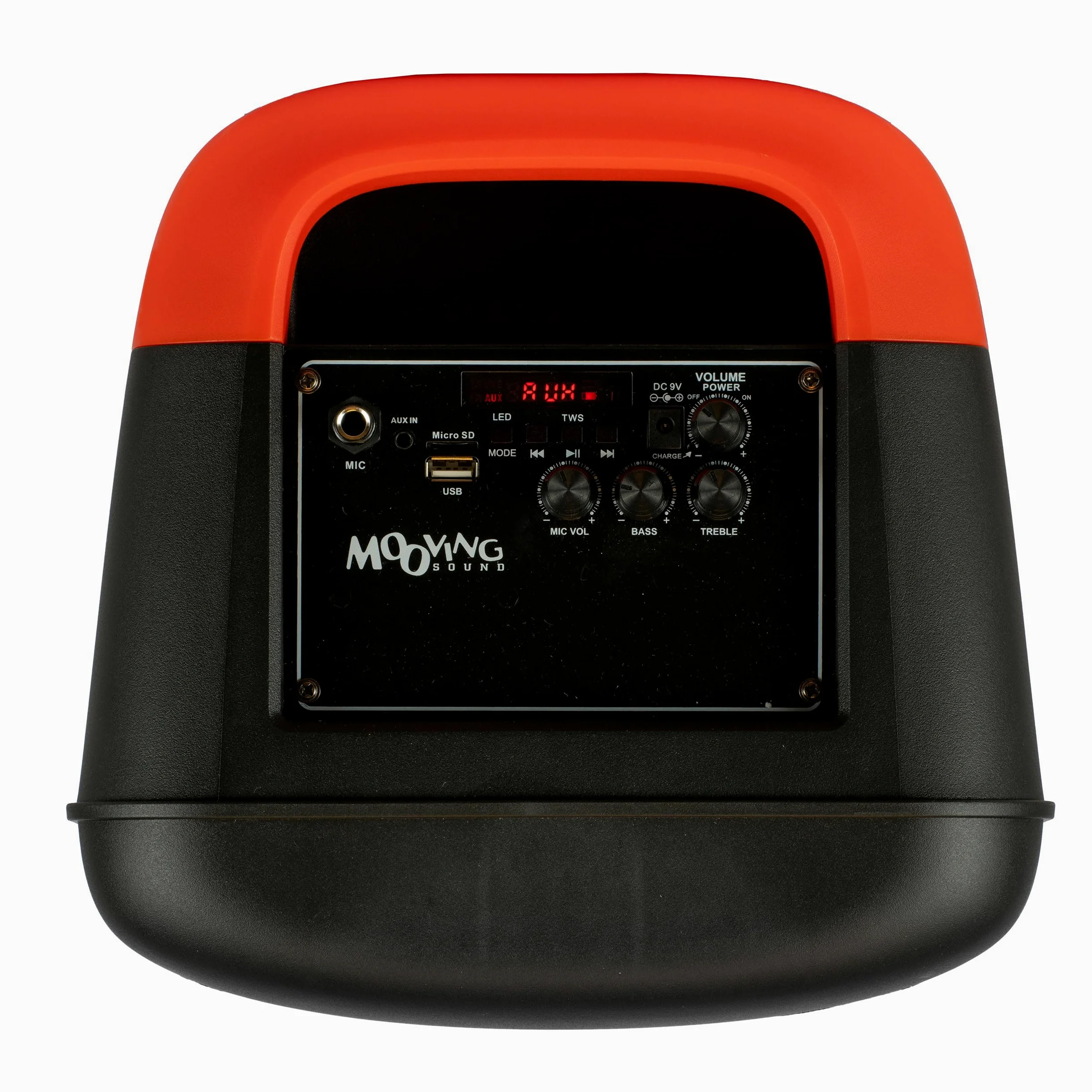 Mooving - MS-ELECTRO-SOUND600 - Altoparlante a batteria da 8"/600W con effetto luce sul pannello frontale, 1 microfono cablato e 1 wireless - Bluetooth/USB/AUX/MicroSD - Nero