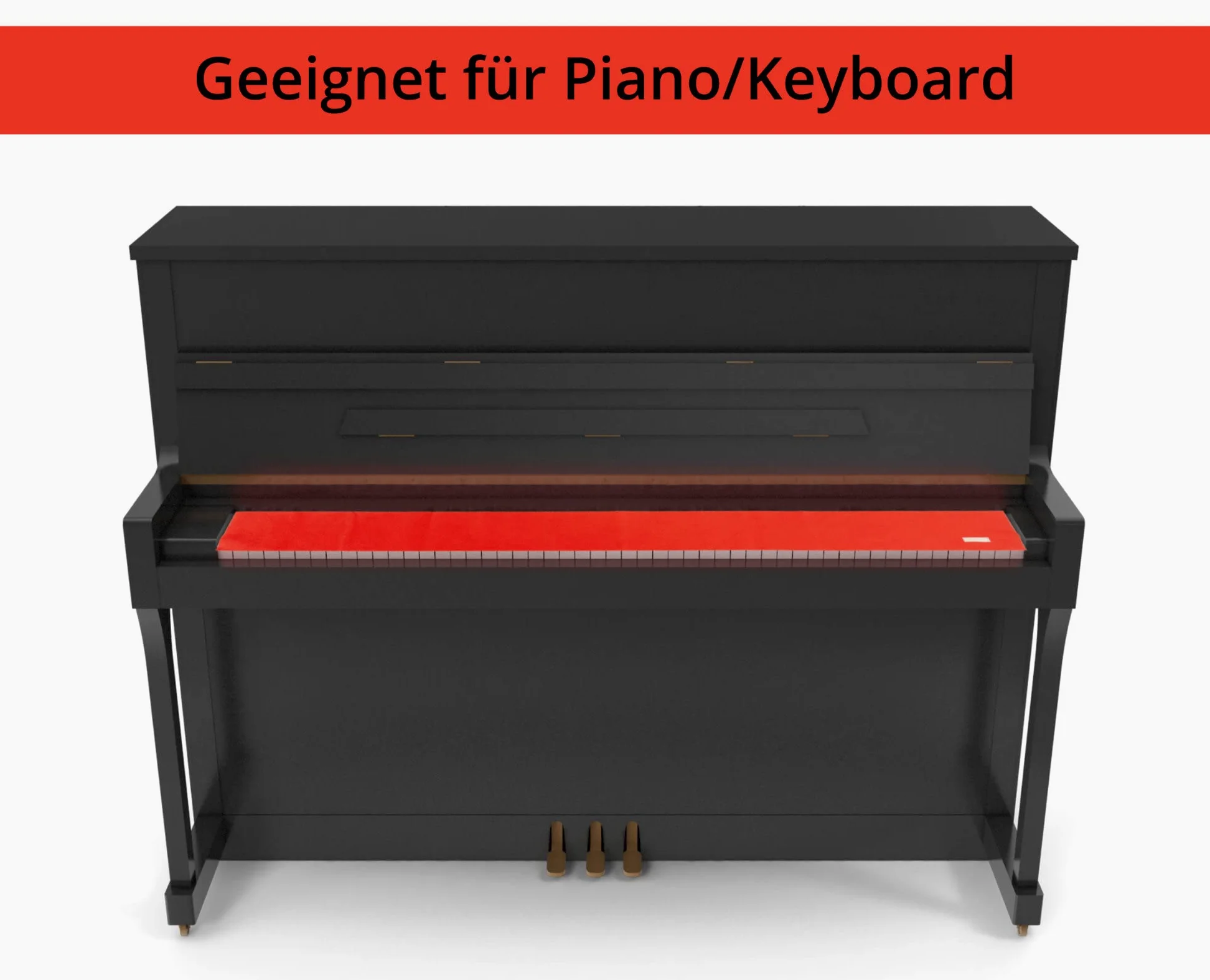 Copritastiera Modello “Kirstein” - Protezione dalla polvere in feltro di alta qualità - Copritastiera per pianoforte, pianoforte a coda e digital piano - Rosso