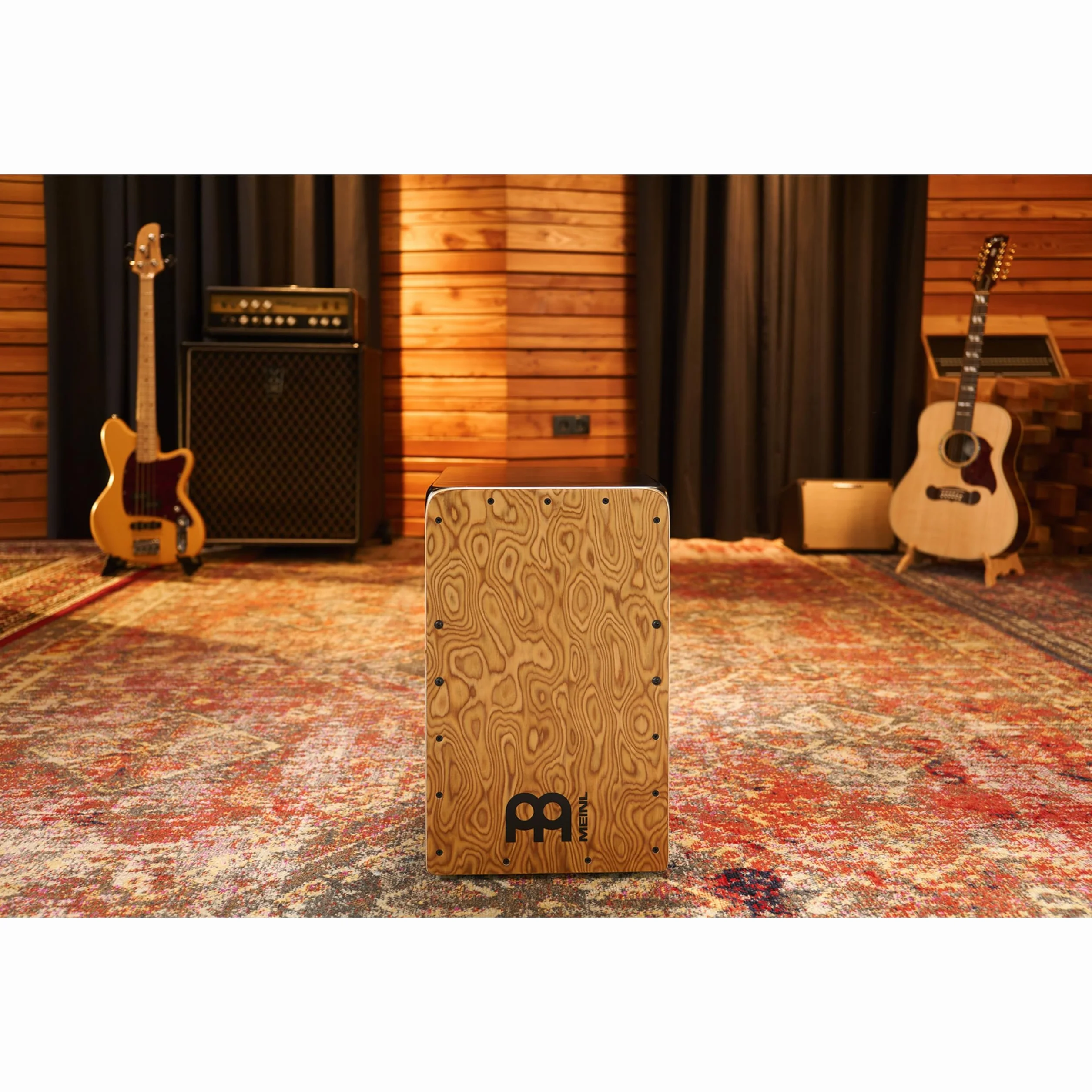 Meinl Percussion Pickup Woodcraft Cajon - Grande Drum Box con Pickup, Rullante e Basso - Superficie di Suono in Makah-Burl (PWC100MB)