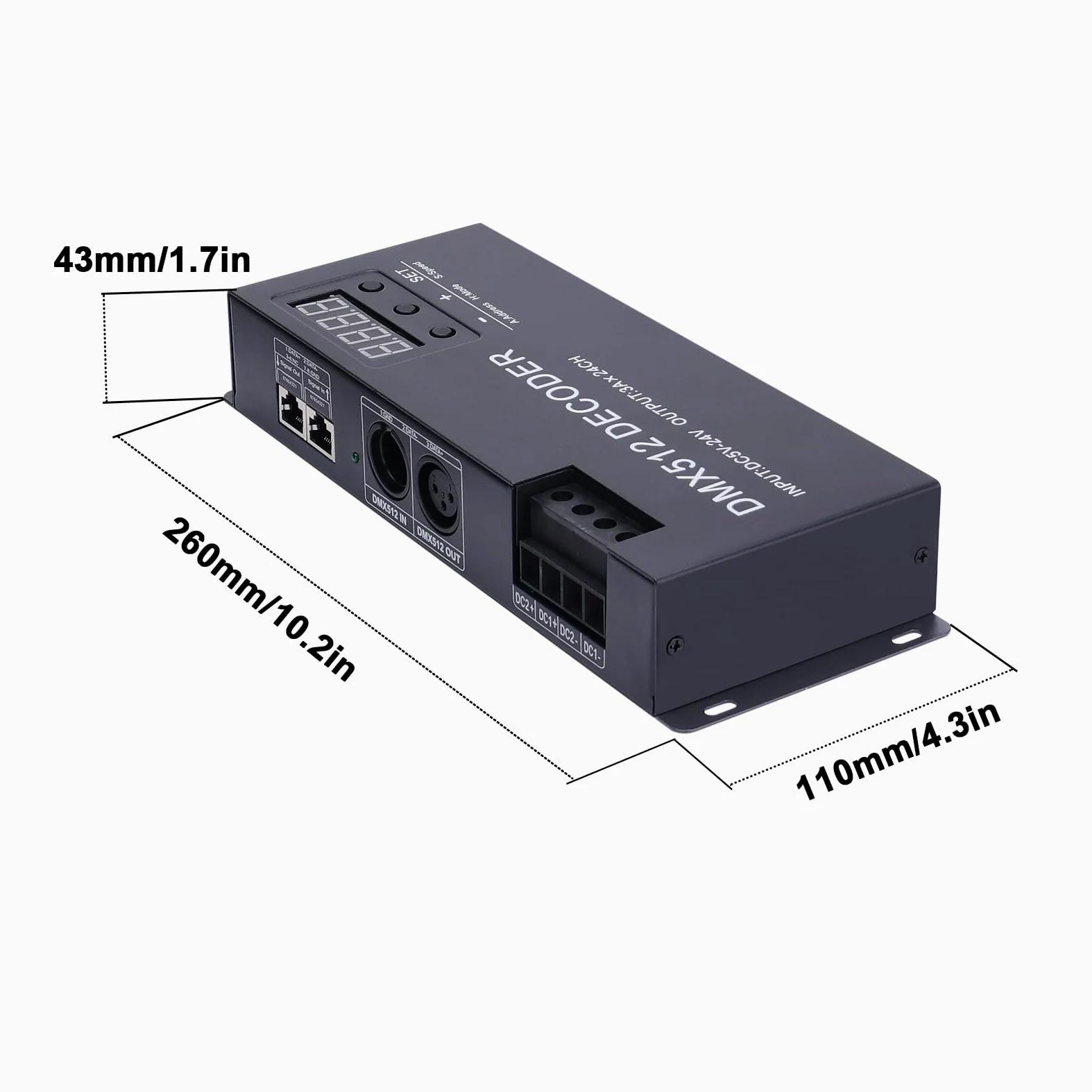 JOYLIT Display Digitale DMX LED Decoder Controller 24CH, DC 5-24V 3A/CH 4 Canali/Gruppo 6 Gruppi ad Alta Potenza DMX512 RGBW RGB Striscia Luminosa Decoder Dimmer Controller